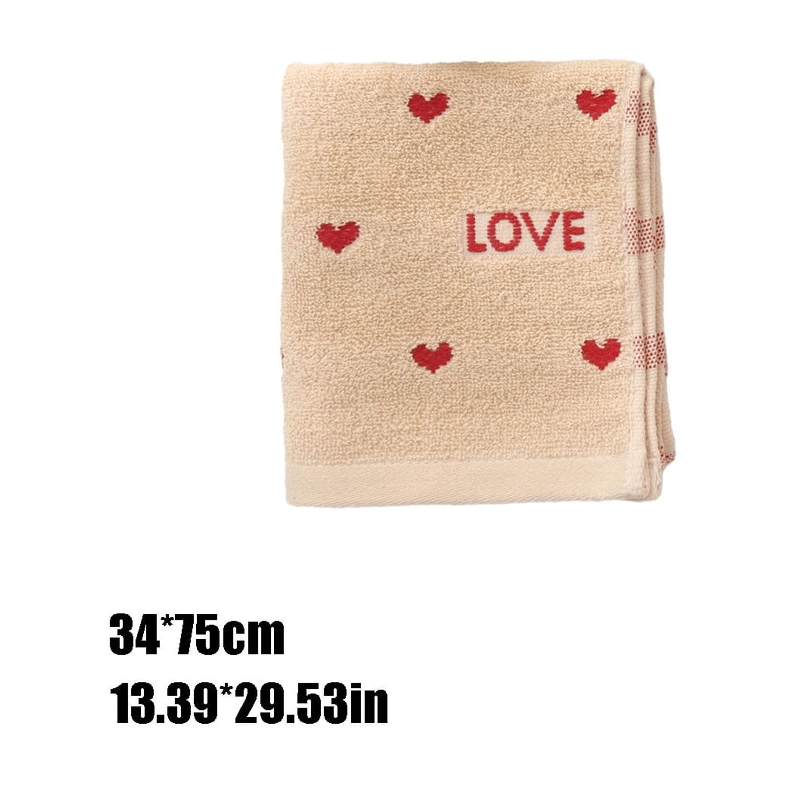 Kdkad Valentines Day Hand Towels, Red White Hearts Cotton Bathroom Towel, Valentines Day Decorative Absorbent Bath Towel for Drying Cleaning Cooking 13.4×29.5 in Coffee - Image 3