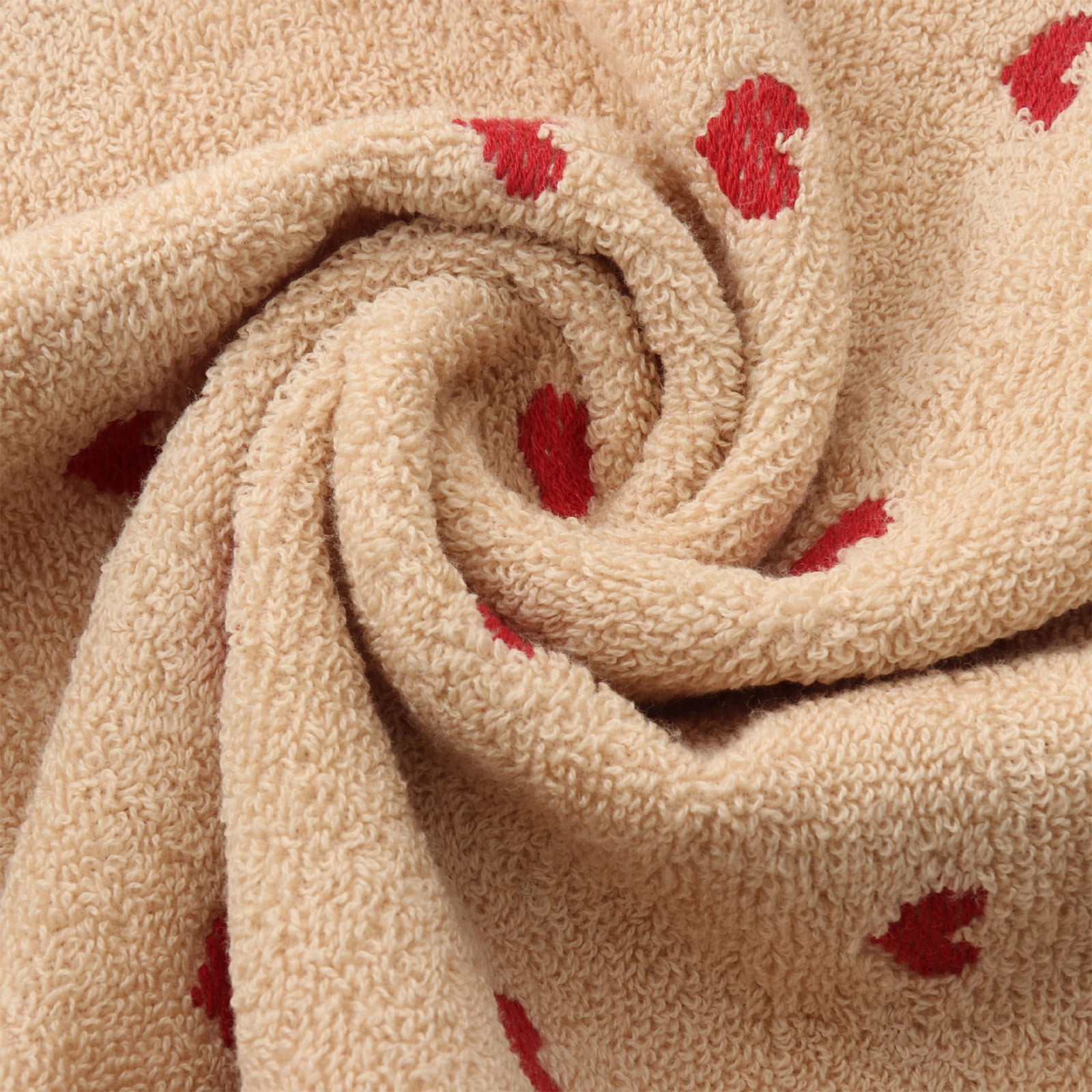 Kdkad Valentines Day Hand Towels, Red White Hearts Cotton Bathroom Towel, Valentines Day Decorative Absorbent Bath Towel for Drying Cleaning Cooking 13.4×29.5 in Coffee - Image 5