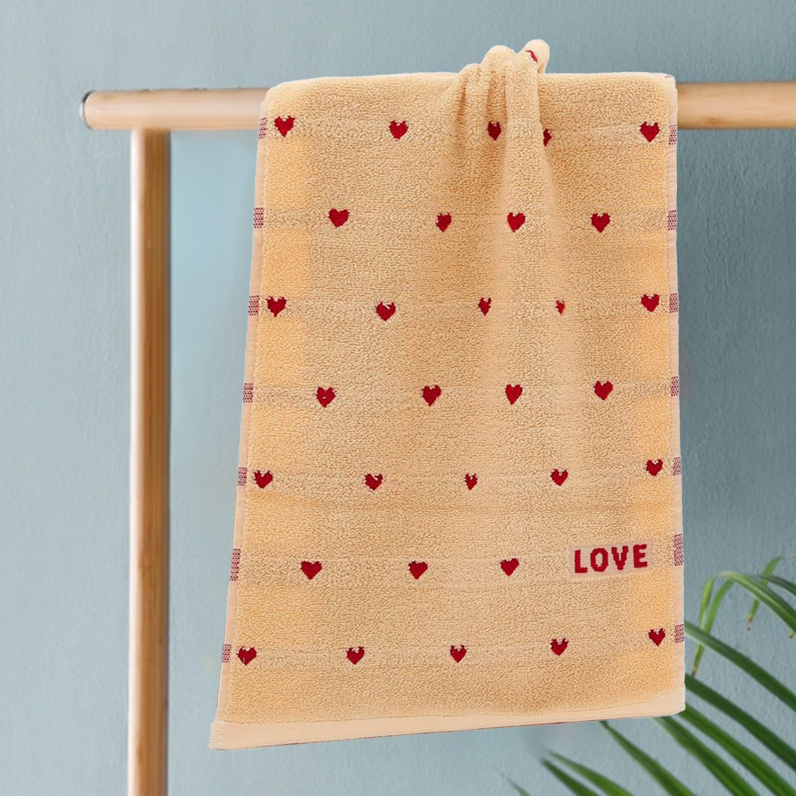 Kdkad Valentines Day Hand Towels, Red White Hearts Cotton Bathroom Towel, Valentines Day Decorative Absorbent Bath Towel for Drying Cleaning Cooking 13.4×29.5 in Coffee - Image 6
