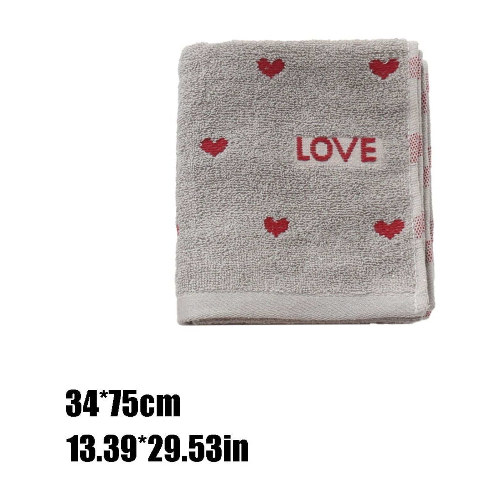 Kdkad Valentines Day Hand Towels, Red White Hearts Cotton Bathroom Towel, Valentines Day Decorative Absorbent Bath Towel for Drying Cleaning Cooking 13.4×29.5 in Gray - Image 3