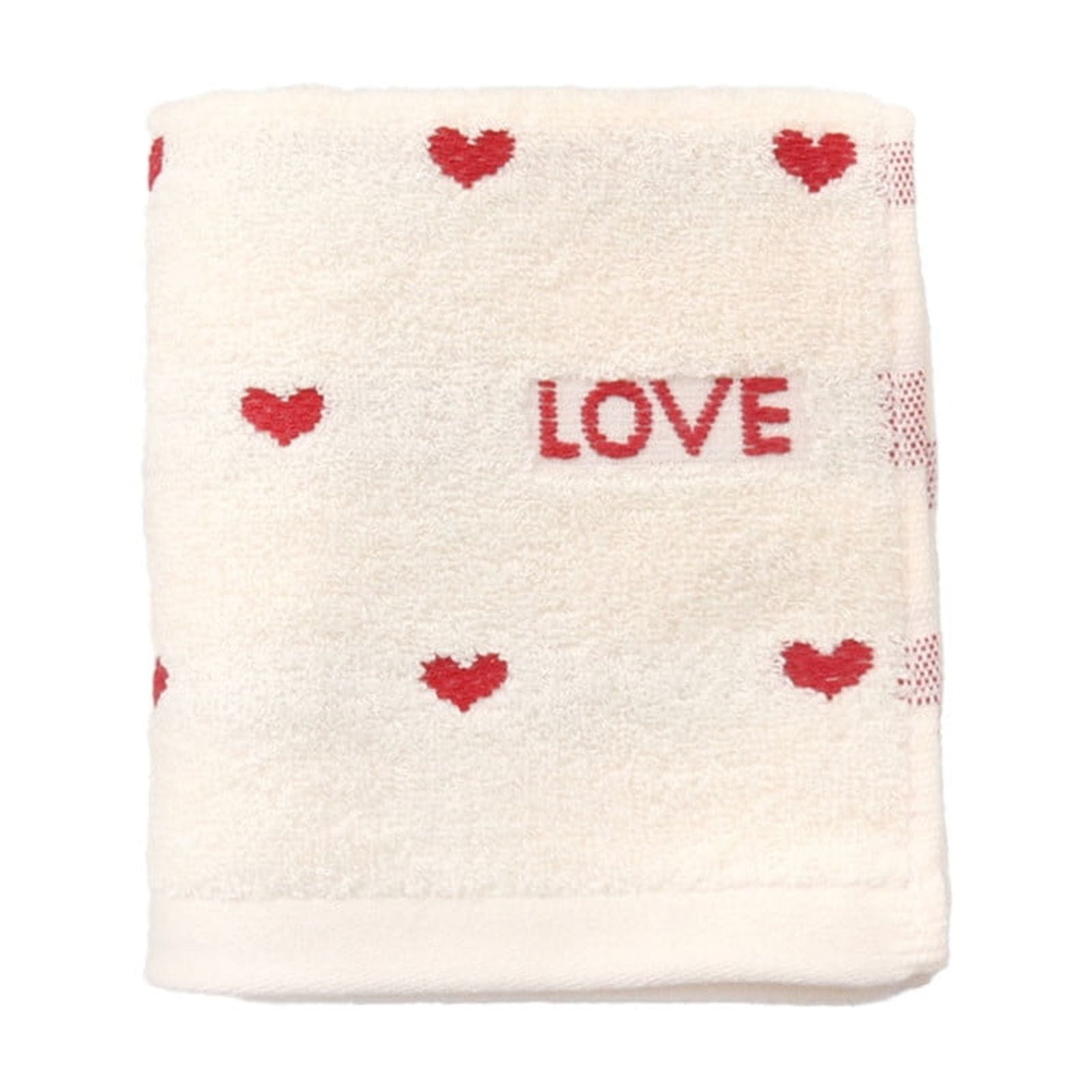 Kdkad Valentines Day Hand Towels, Red White Hearts Cotton Bathroom Towel, Valentines Day Decorative Absorbent Bath Towel for Drying Cleaning Cooking 13.4×29.5 in White - Image 2