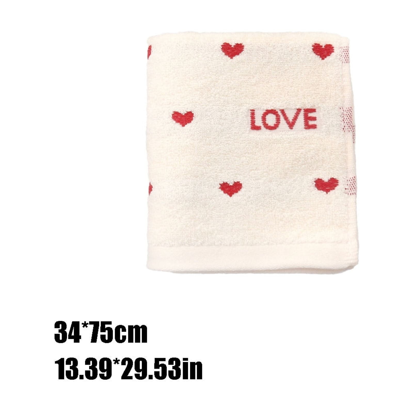 Kdkad Valentines Day Hand Towels, Red White Hearts Cotton Bathroom Towel, Valentines Day Decorative Absorbent Bath Towel for Drying Cleaning Cooking 13.4×29.5 in White - Image 3