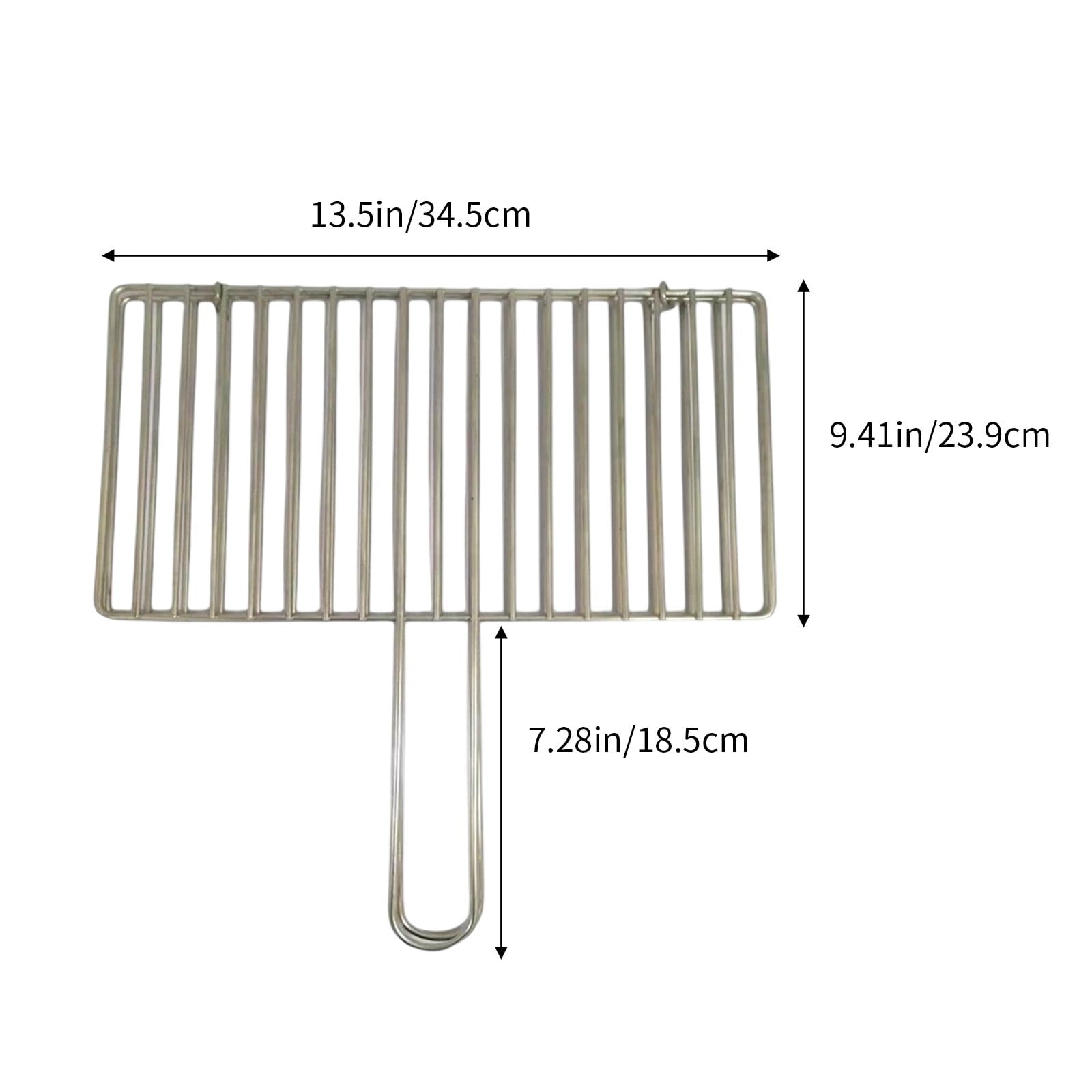Kdkad Fish Grilling Basket, BBQ Grilling Basket, Folding Portable Stainless Steel BBQ Grill Basket for Fish Vegetables Shrimp with Handle 15×9.4 in Silver - Image 3