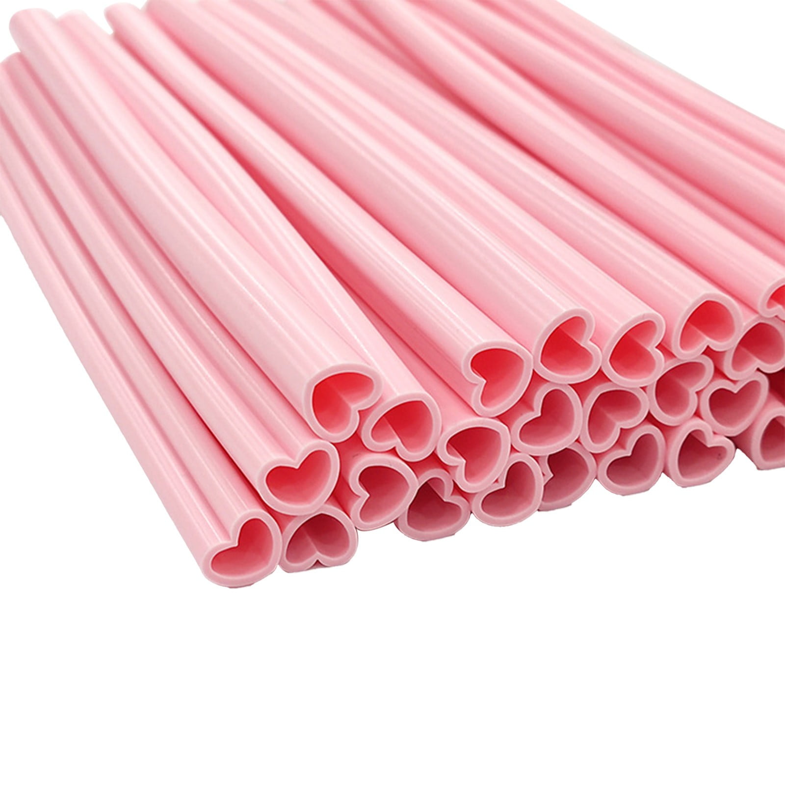 Kdkad Heart Shaped Pink Straws, 50 pc Disposable Drinking Cute Straw, Valentines Day Decorations, Pink Plastic Straw Valentines Day Birthday Party Bridal Shower Wedding Supplies - Image 2