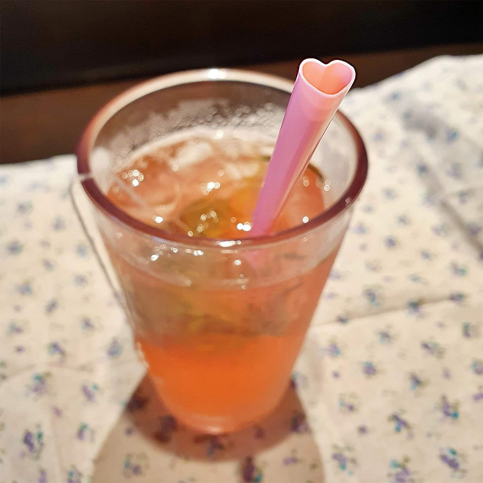 Kdkad Heart Shaped Pink Straws, 50 pc Disposable Drinking Cute Straw, Valentines Day Decorations, Pink Plastic Straw Valentines Day Birthday Party Bridal Shower Wedding Supplies - Image 4