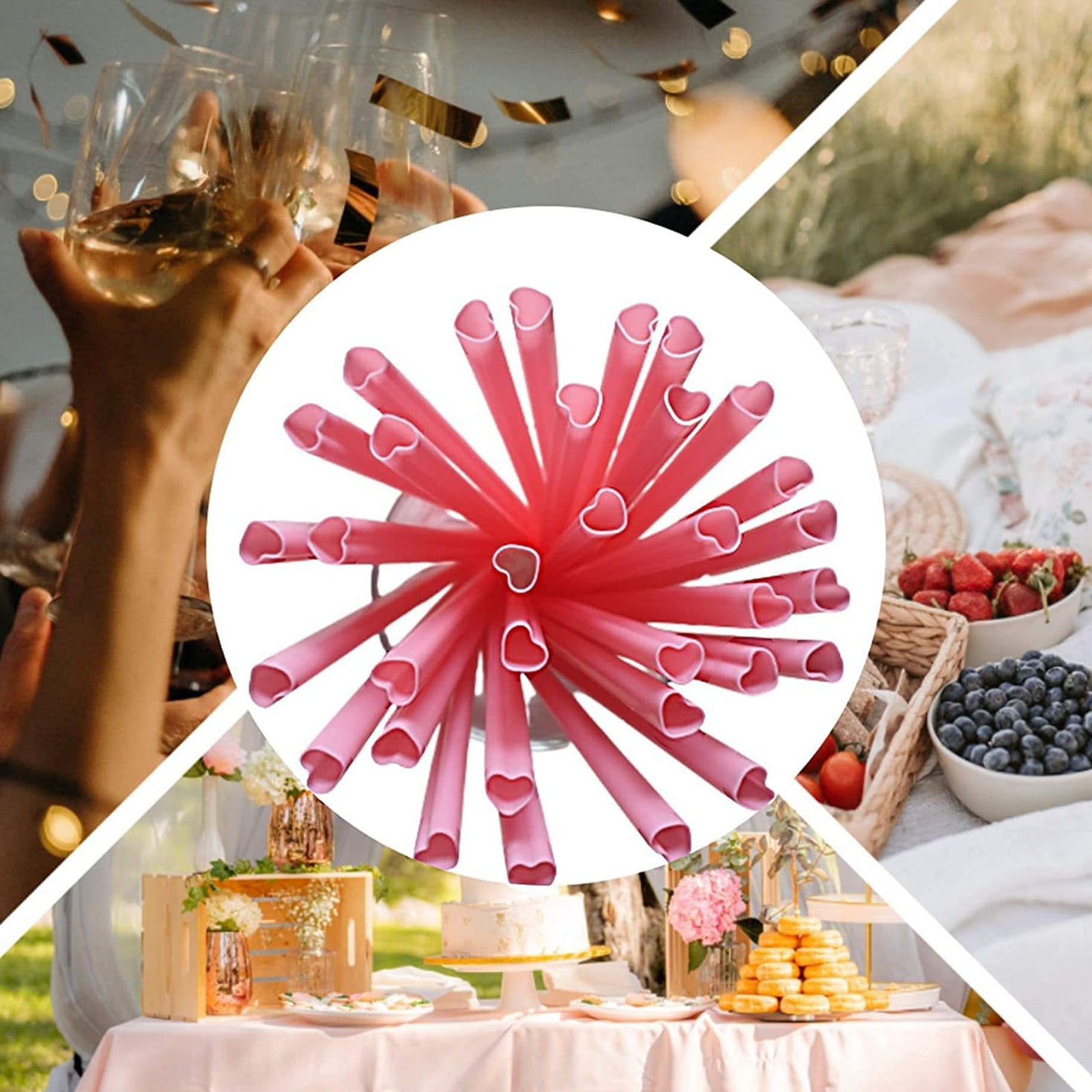 Kdkad Heart Shaped Pink Straws, 50 pc Disposable Drinking Cute Straw, Valentines Day Decorations, Pink Plastic Straw Valentines Day Birthday Party Bridal Shower Wedding Supplies - Image 7