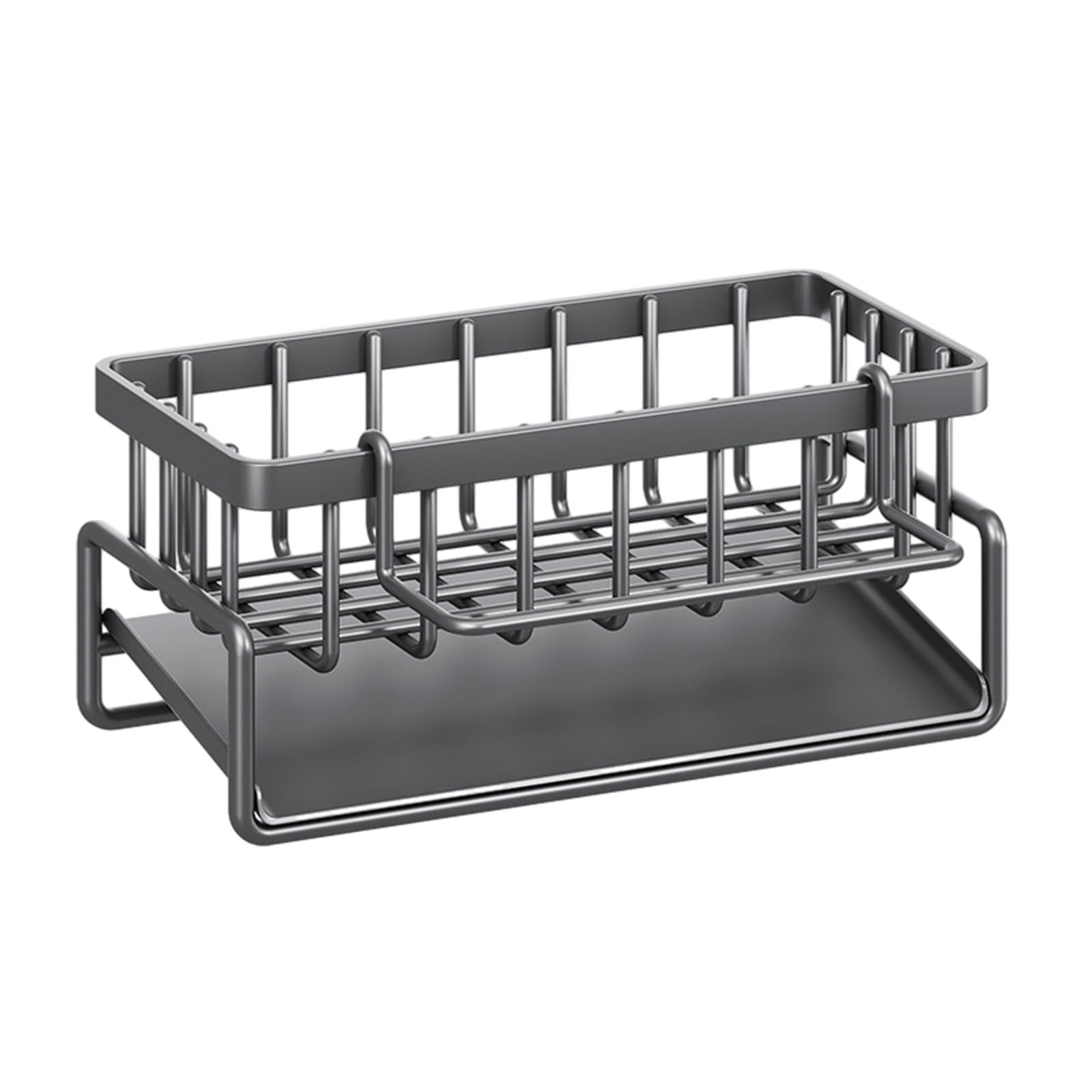 Kdkad Kitchen Sink Sponge Holder, Sponge Holder Kitchen Sink Caddy Organizer with Dish Brush Holder, Rustproof Stainless Steel Sink Sponge Holder with Auto-Draining Tray A - Image 2