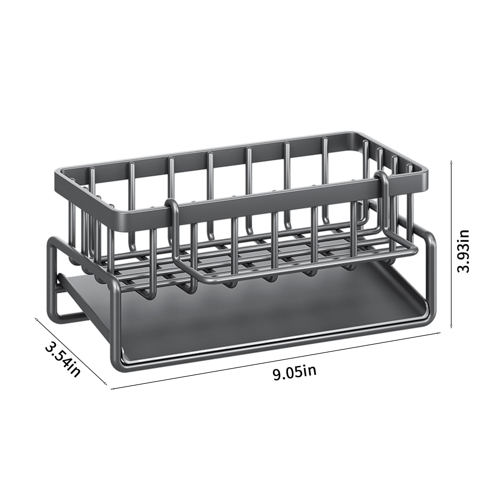 Kdkad Kitchen Sink Sponge Holder, Sponge Holder Kitchen Sink Caddy Organizer with Dish Brush Holder, Rustproof Stainless Steel Sink Sponge Holder with Auto-Draining Tray A - Image 3