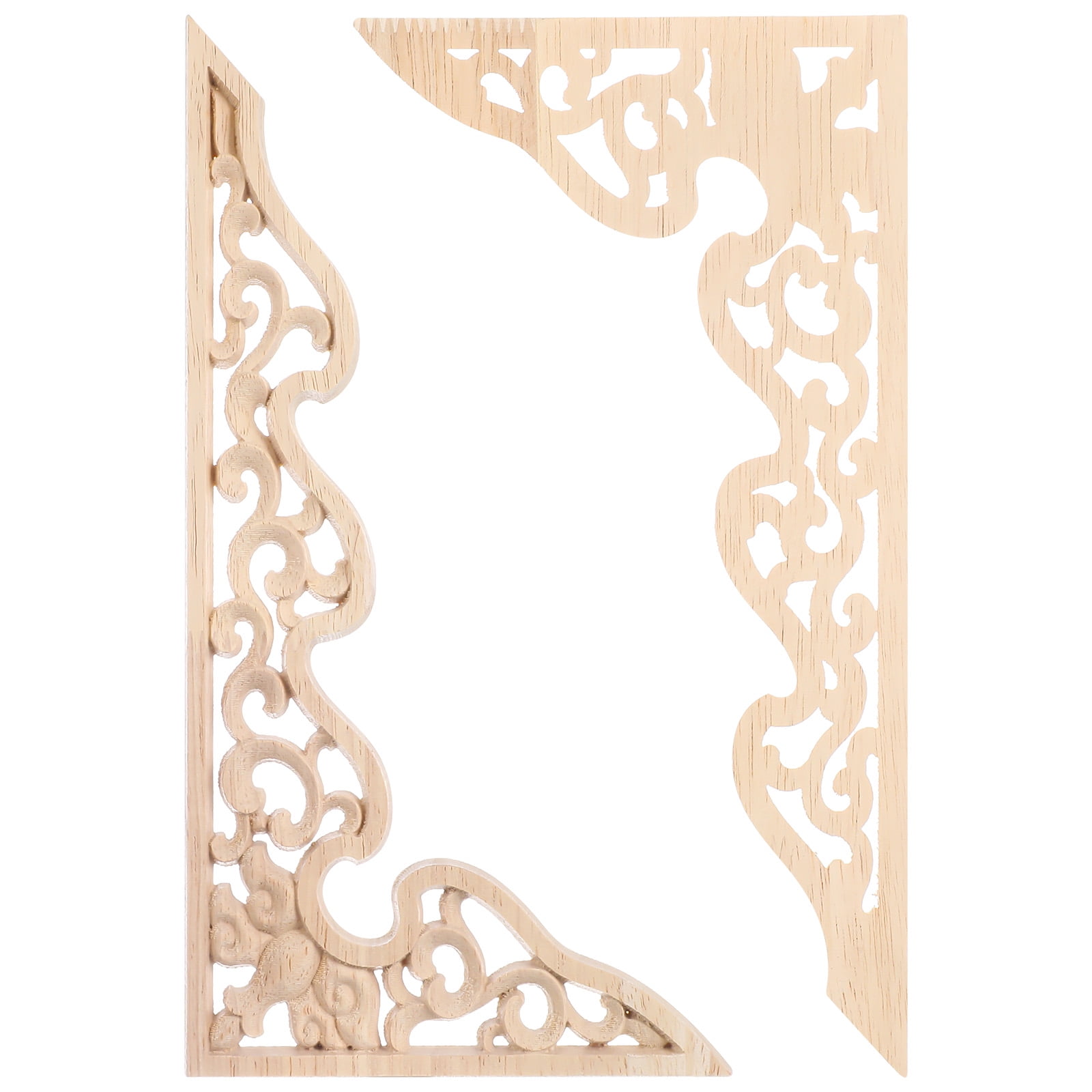 2 Pcs Long Furniture Carvings Wainscoting for Wall Wood Decorative Piece Office - Image 1
