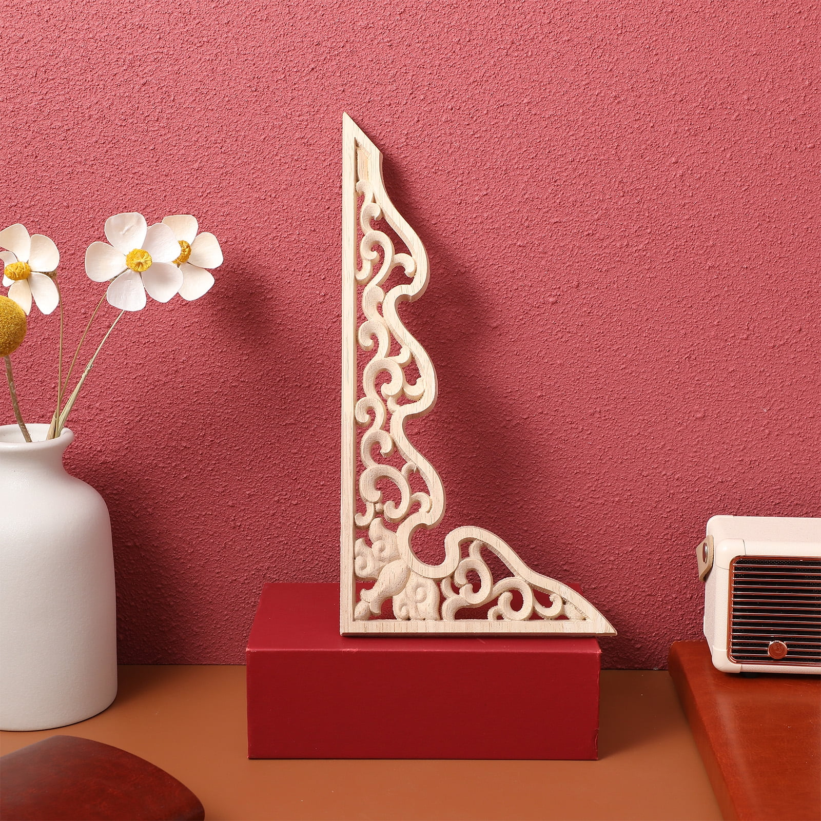 2 Pcs Long Furniture Carvings Wainscoting for Wall Wood Decorative Piece Office - Image 3