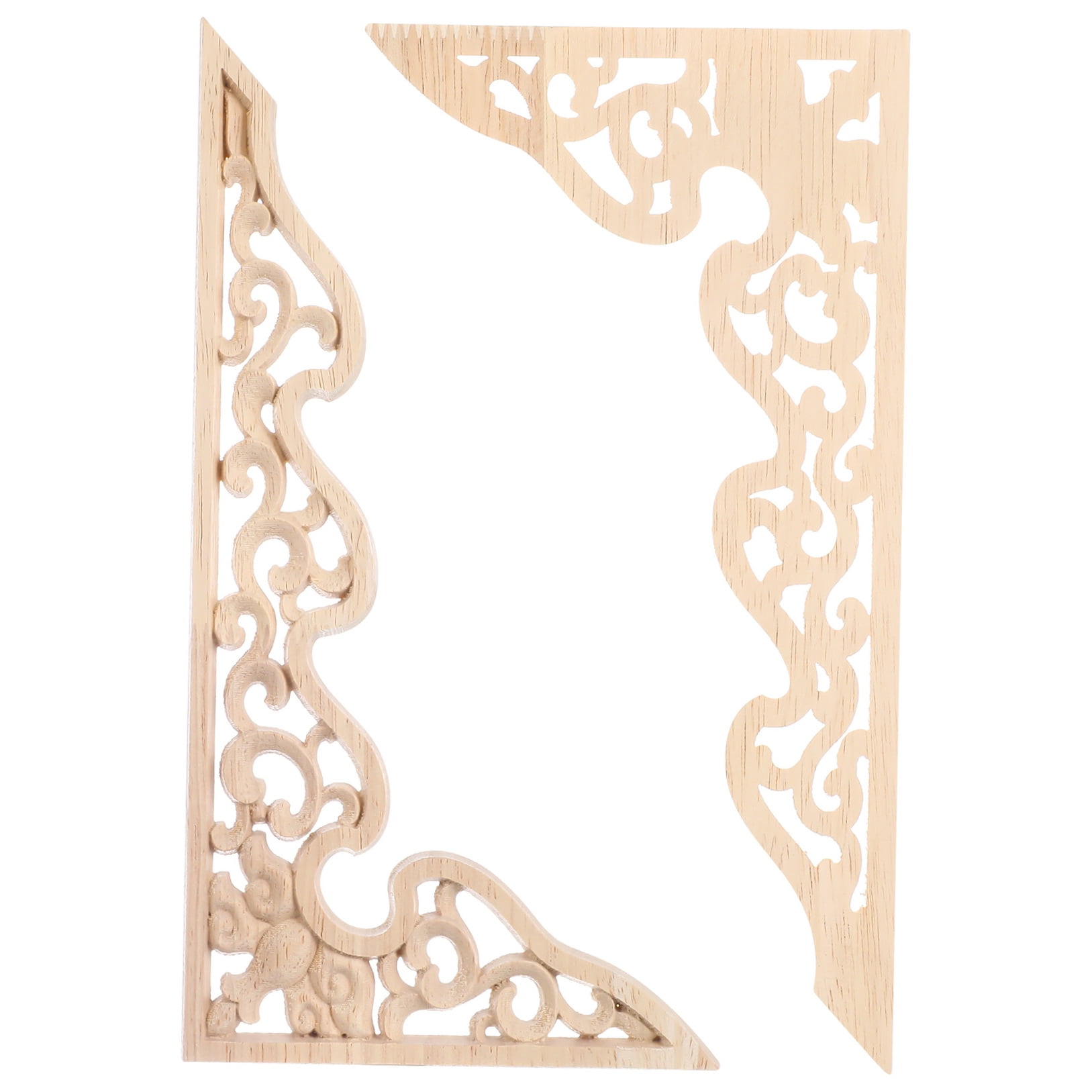 2 Pcs Long Furniture Carvings Wainscoting for Wall Wood Decorative Piece Office - Image 5