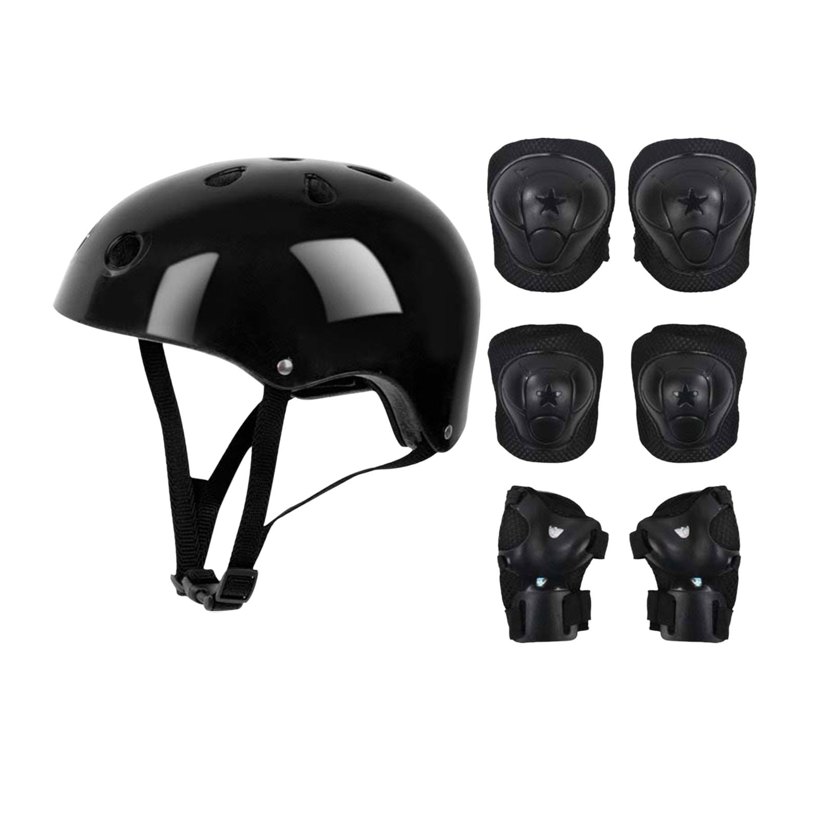 Darzheoy Kids Helmet Knee Elbow Pads Wrist Guard Sport Protective Gear Adjustable Scooter Skateboard Roller Bike Skate Cycling Set for Boy Girl Black - Image 1