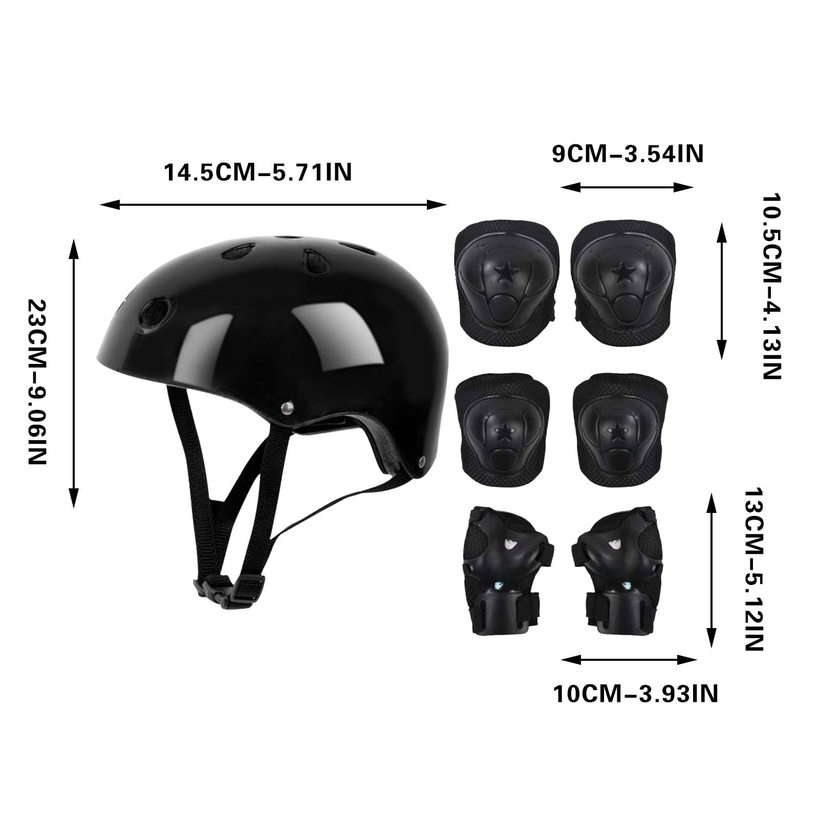 Darzheoy Kids Helmet Knee Elbow Pads Wrist Guard Sport Protective Gear Adjustable Scooter Skateboard Roller Bike Skate Cycling Set for Boy Girl Black - Image 2