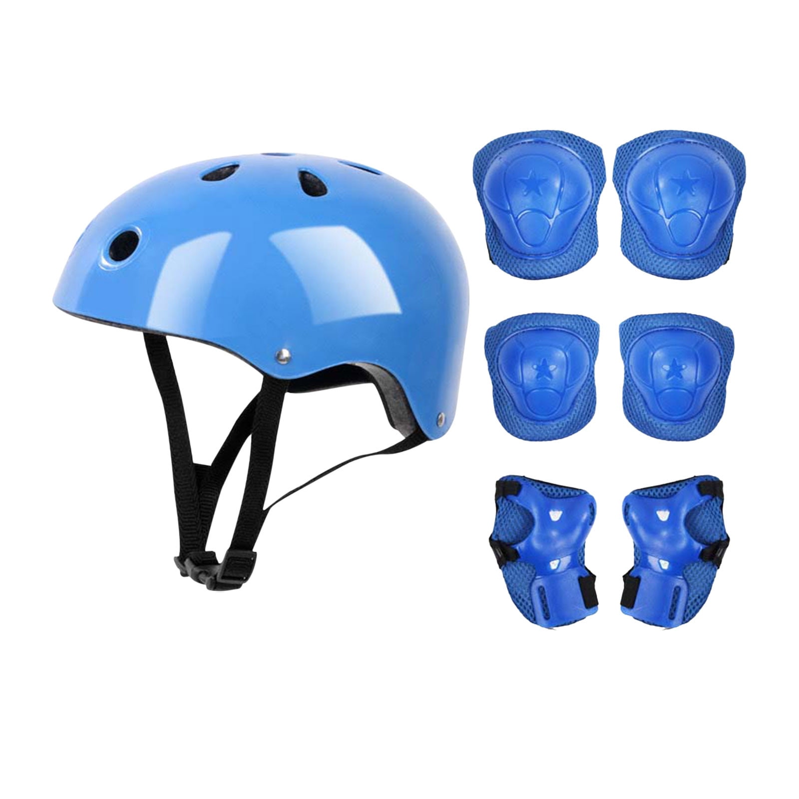 Darzheoy Kids Helmet Knee Elbow Pads Wrist Guard Sport Protective Gear Adjustable Scooter Skateboard Roller Bike Skate Cycling Set for Boy Girl Blue - Image 1