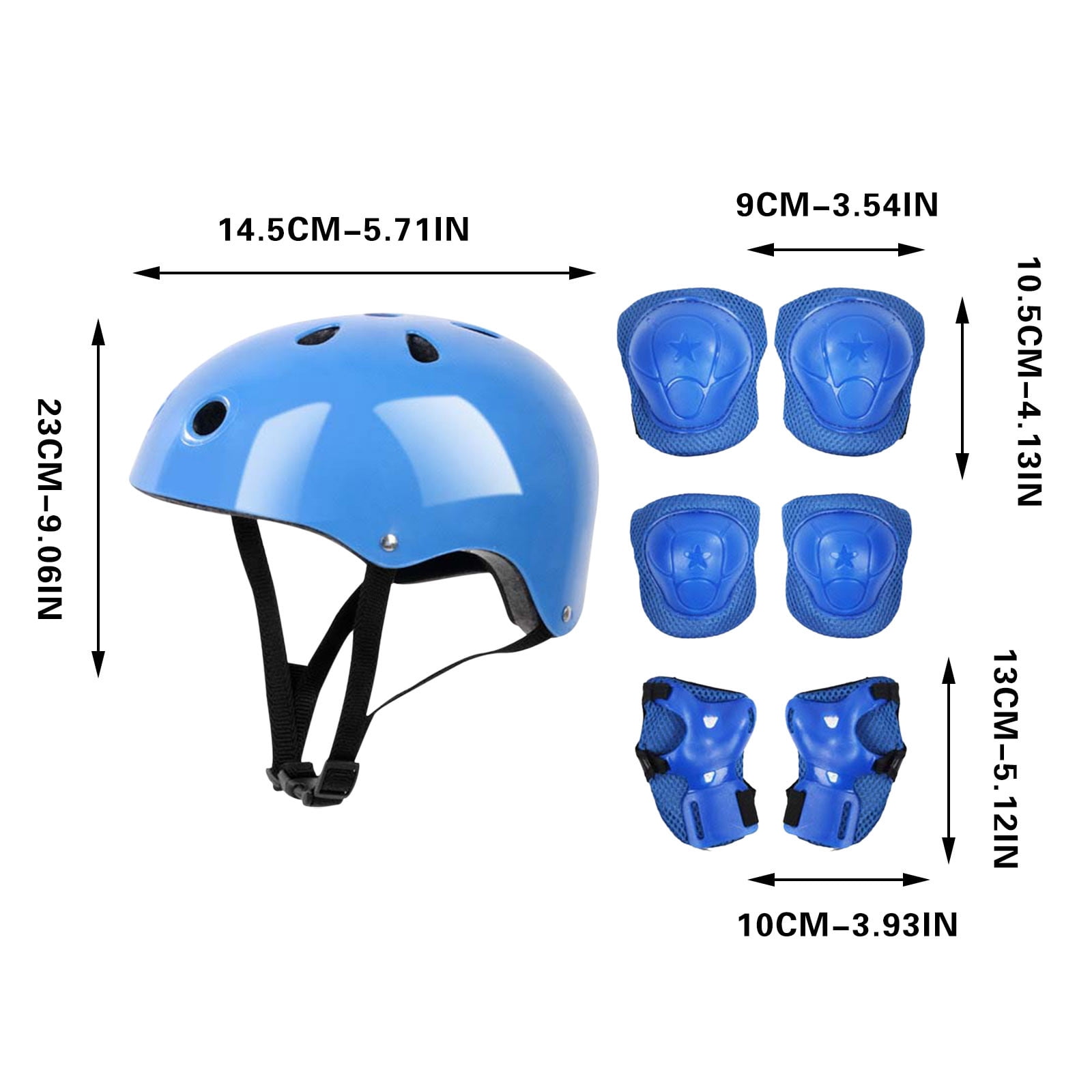 Darzheoy Kids Helmet Knee Elbow Pads Wrist Guard Sport Protective Gear Adjustable Scooter Skateboard Roller Bike Skate Cycling Set for Boy Girl Blue - Image 2