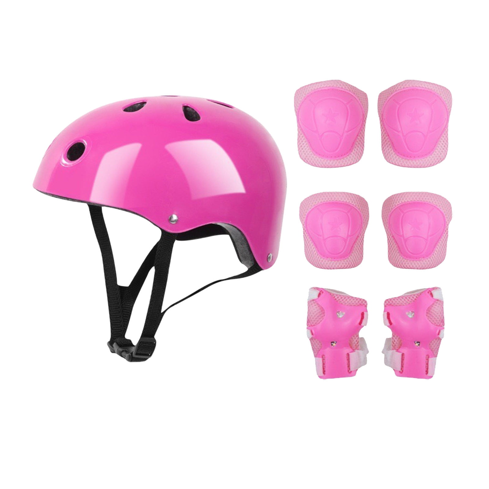 Darzheoy Kids Helmet Knee Elbow Pads Wrist Guard Sport Protective Gear Adjustable Scooter Skateboard Roller Bike Skate Cycling Set for Boy Girl Pink - Image 1