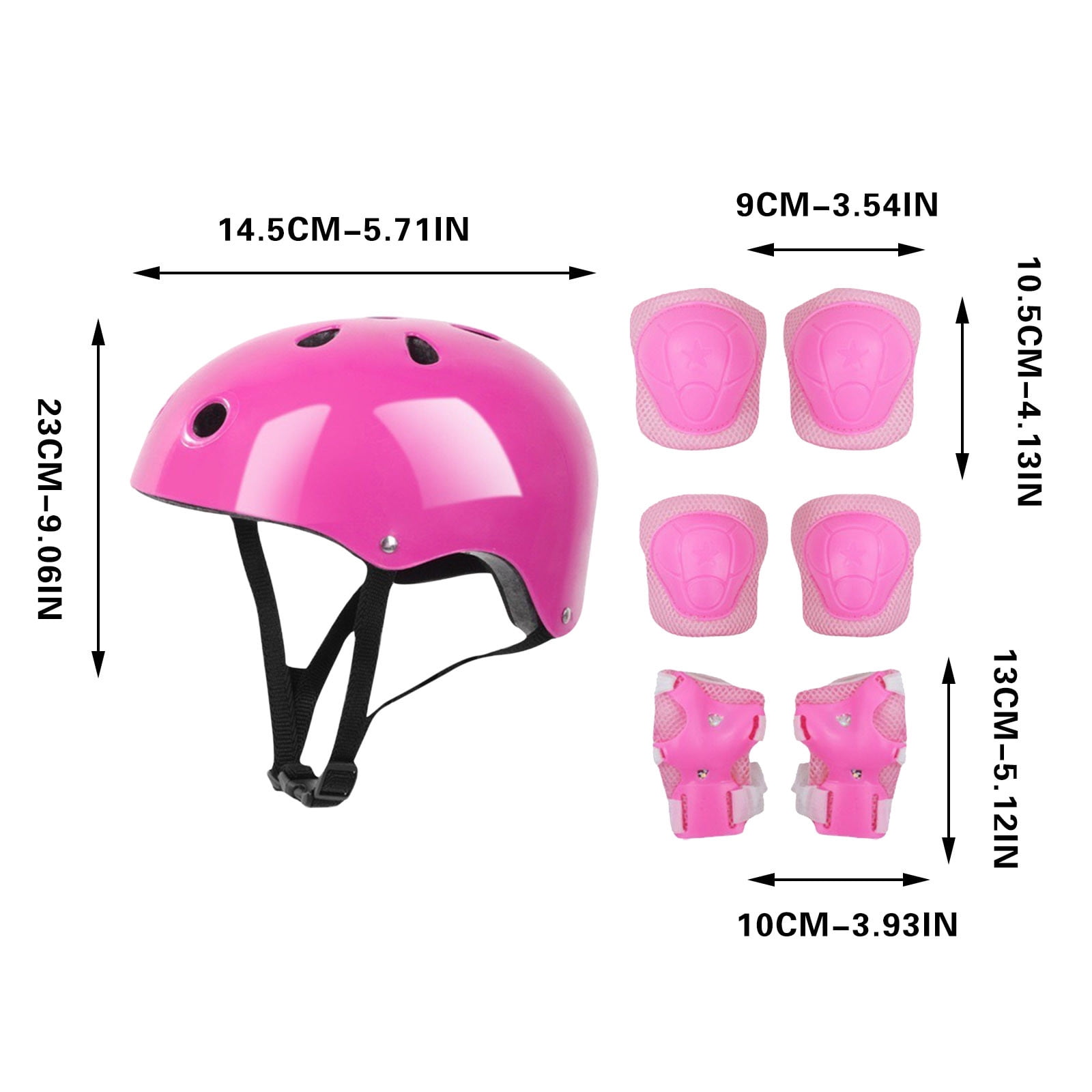 Darzheoy Kids Helmet Knee Elbow Pads Wrist Guard Sport Protective Gear Adjustable Scooter Skateboard Roller Bike Skate Cycling Set for Boy Girl Pink - Image 2