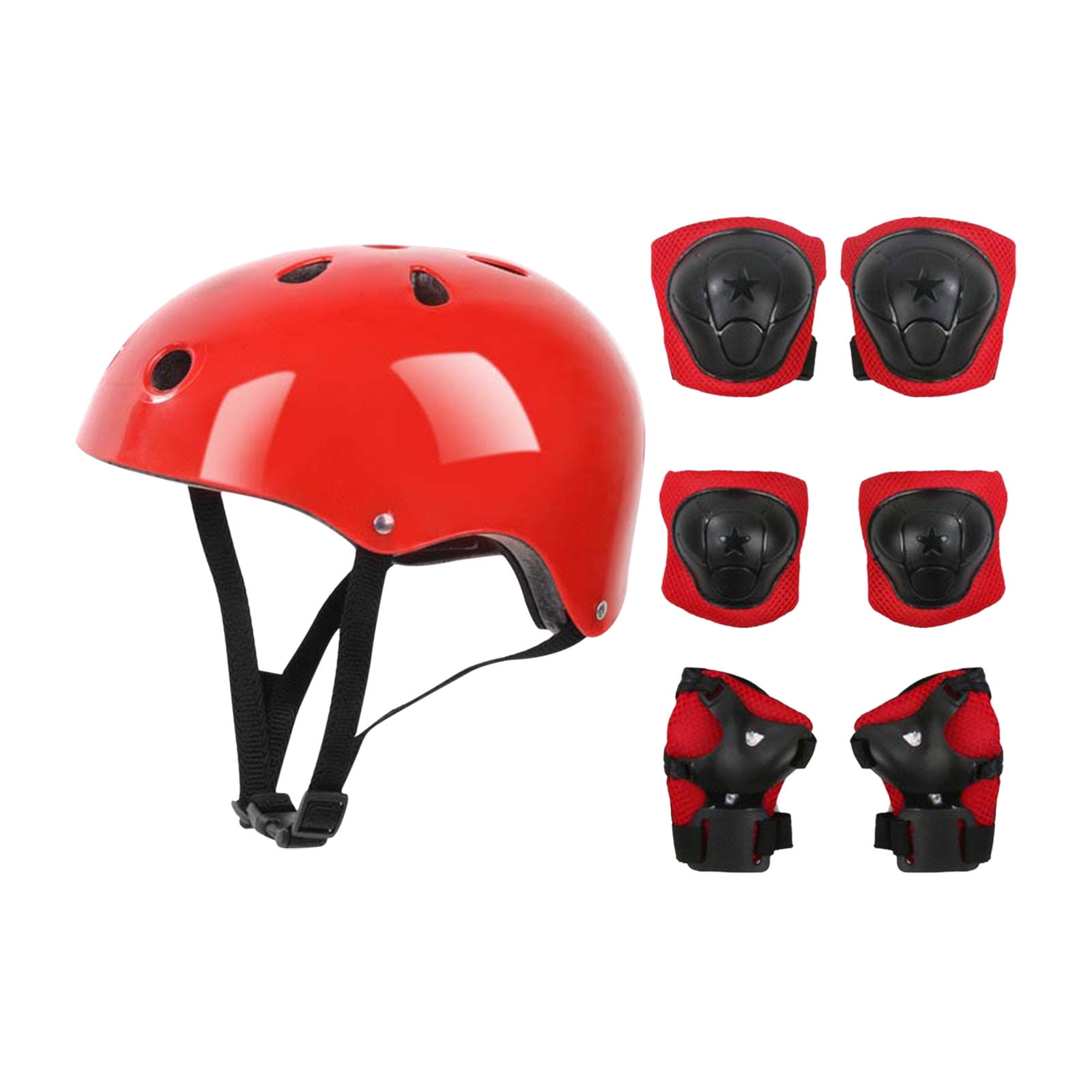 Darzheoy Kids Helmet Knee Elbow Pads Wrist Guard Sport Protective Gear Adjustable Scooter Skateboard Roller Bike Skate Cycling Set for Boy Girl Red - Image 1