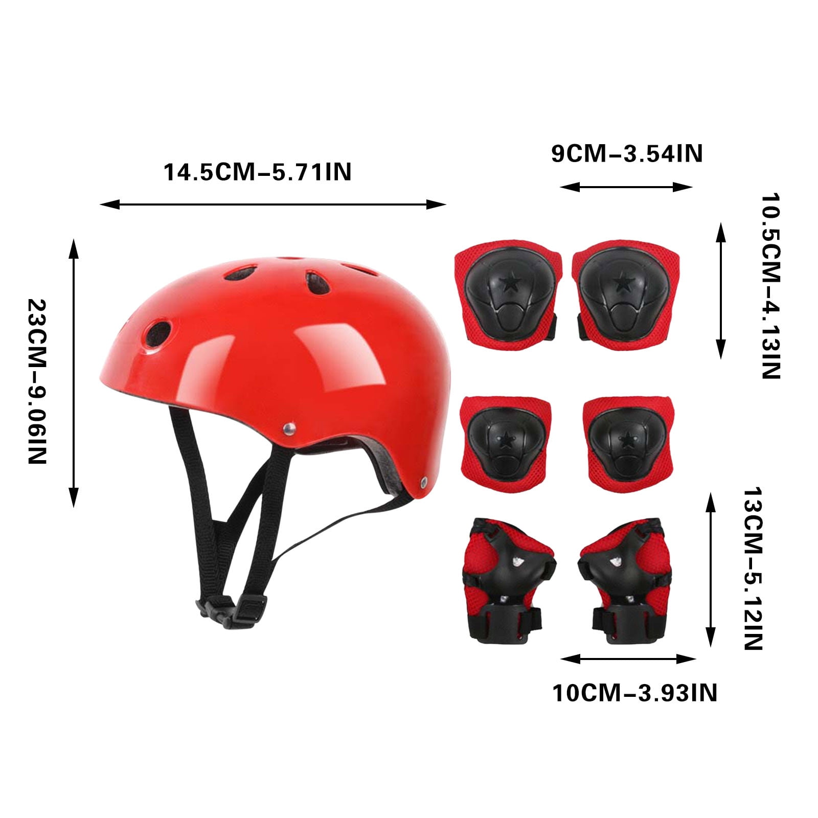 Darzheoy Kids Helmet Knee Elbow Pads Wrist Guard Sport Protective Gear Adjustable Scooter Skateboard Roller Bike Skate Cycling Set for Boy Girl Red - Image 2