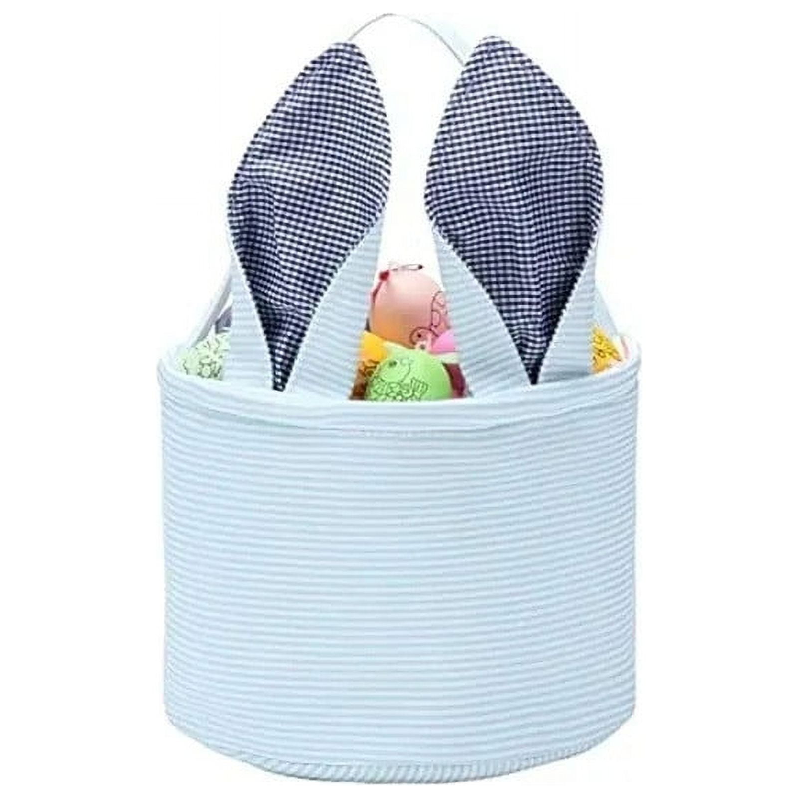 Chmadoxn Cute Personalized Easter Bunny Basket for Kids - Serviceable Plastic Easter Egg Hunt Gift Basket, Ages 3-8 7.5×9 in Blue - Image 1