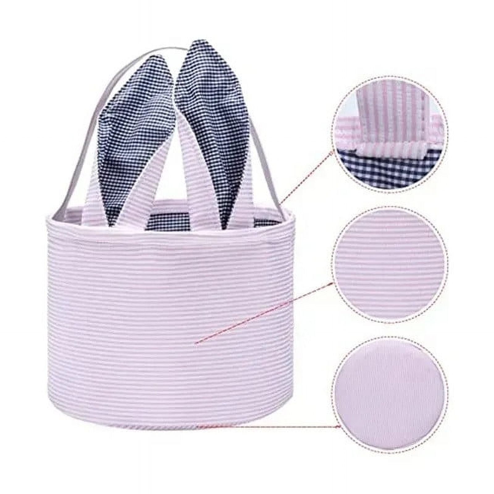 Chmadoxn Cute Personalized Easter Bunny Basket for Kids - Serviceable Plastic Easter Egg Hunt Gift Basket, Ages 3-8 7.5×9 in Pink - Image 2