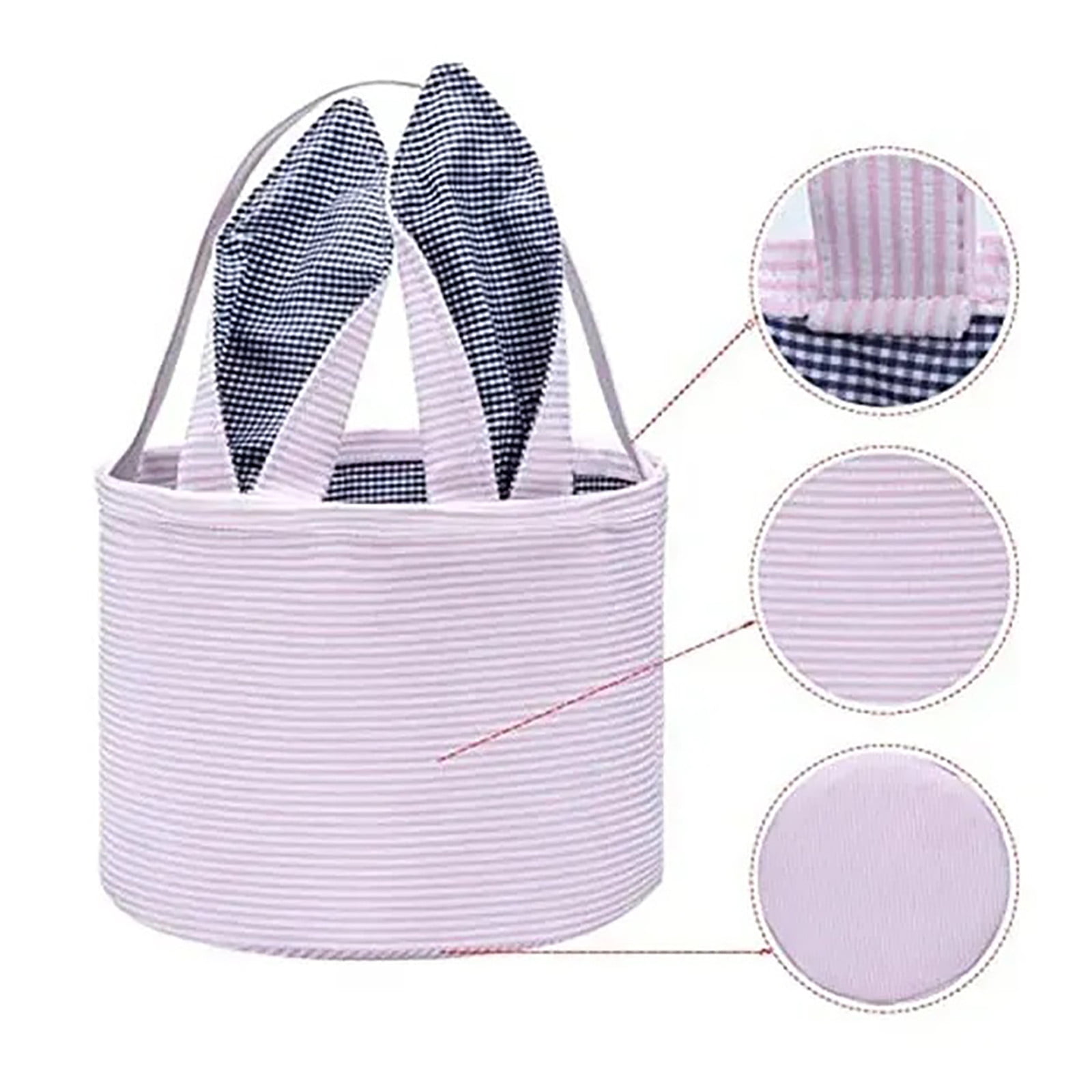 Chmadoxn Cute Personalized Easter Bunny Basket for Kids - Serviceable Plastic Easter Egg Hunt Gift Basket, Ages 3-8 7.5×9 in Pink - Image 3