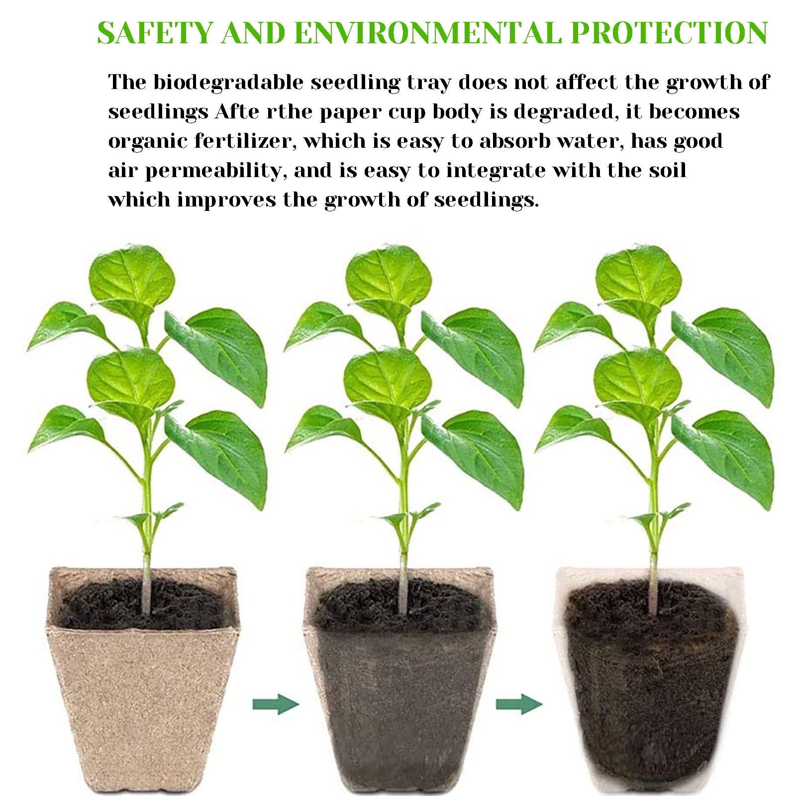 Darzheoy 30 Cells Peat Pots Seed Starter Trays 5 Packs Biodegradable Seedling Pots Germination Trays Organic Plant Starter Kit A - Image 8