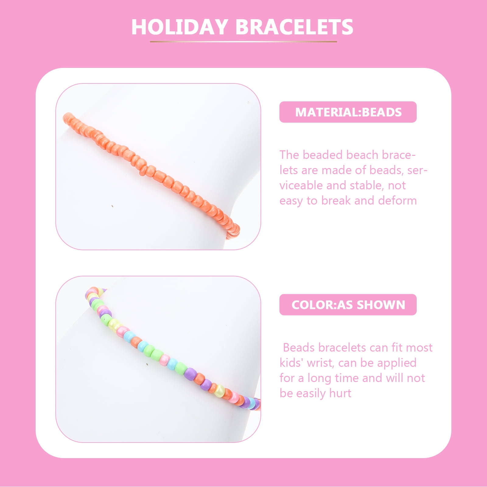 Worgeous 7 Pcs Colorful Bead Bracelets Set for Girls Kids Toddlers Child Jewelry Accessories - Image 2