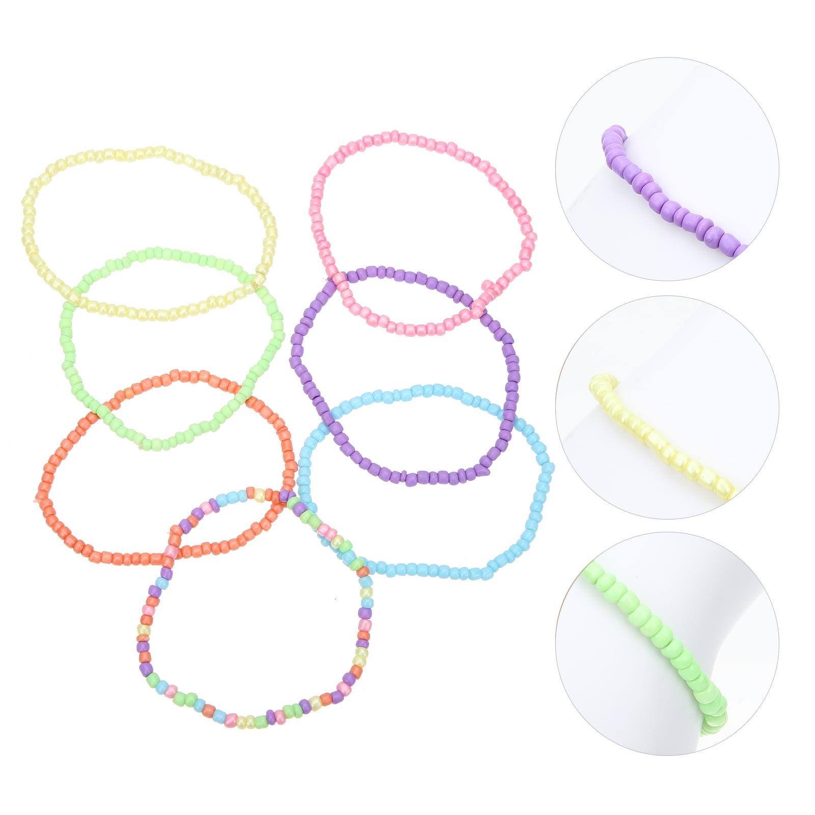 Worgeous 7 Pcs Colorful Bead Bracelets Set for Girls Kids Toddlers Child Jewelry Accessories - Image 3