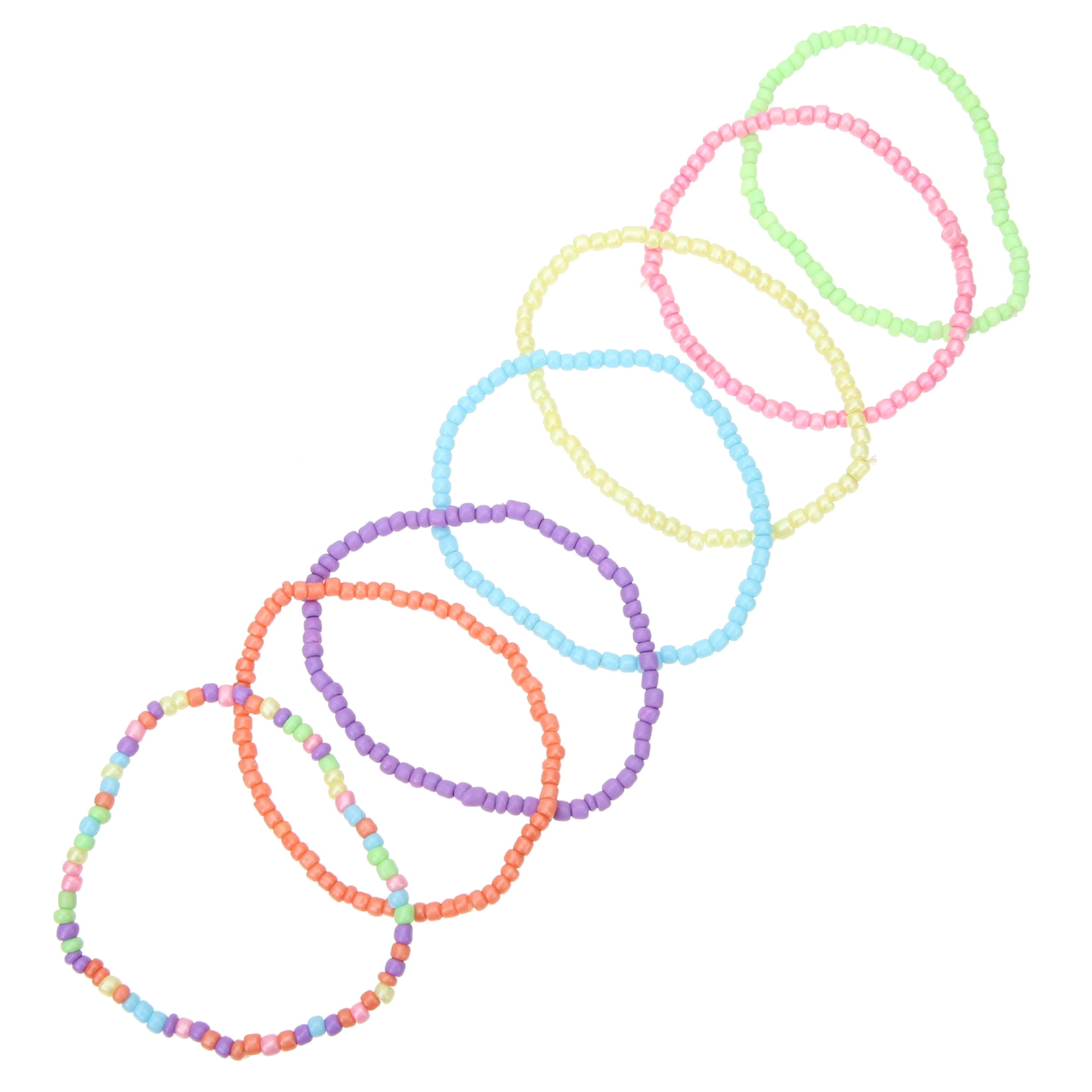 Worgeous 7 Pcs Colorful Bead Bracelets Set for Girls Kids Toddlers Child Jewelry Accessories - Image 4