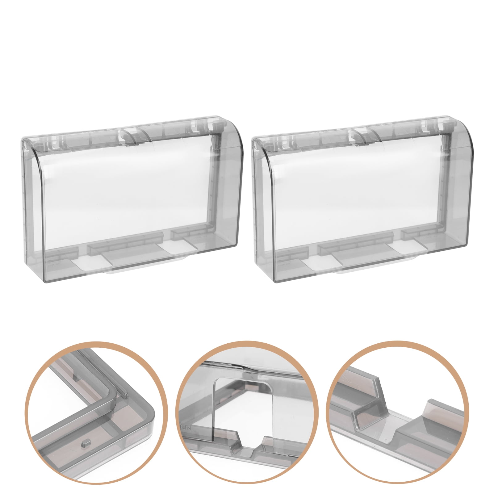 HOOWIFFY Acrylic Waterproof Socket Cover Black for Home Large Plug Guard 2Pcs - Image 3