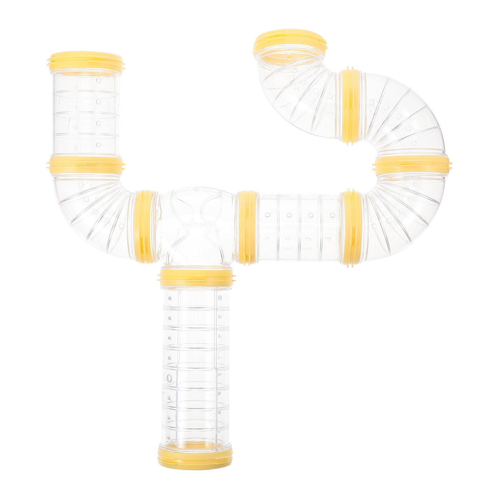 Transparent Yellow Hamster Tubes Set with Curved Tunnel Connectors for Small Animals Cage Exercise Accessories - Image 6