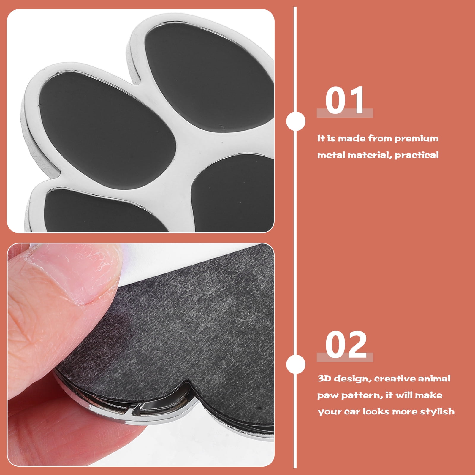 4pcs Decorative Car Sticker Metal Dog Paw Car Stickers Auto Footprint Decals Vehicle Decor - Image 3