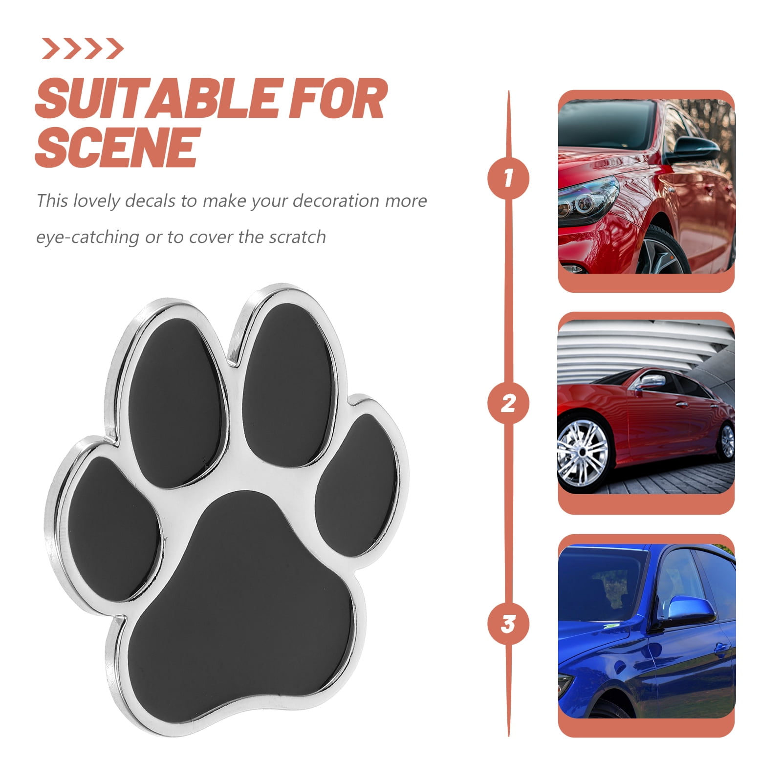4pcs Decorative Car Sticker Metal Dog Paw Car Stickers Auto Footprint Decals Vehicle Decor - Image 8