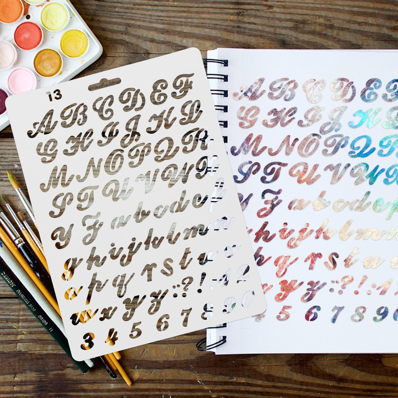 Worgeous 8 Pcs Painting Template Large Number Stencil Printable Cursive Stencils White - Image 8