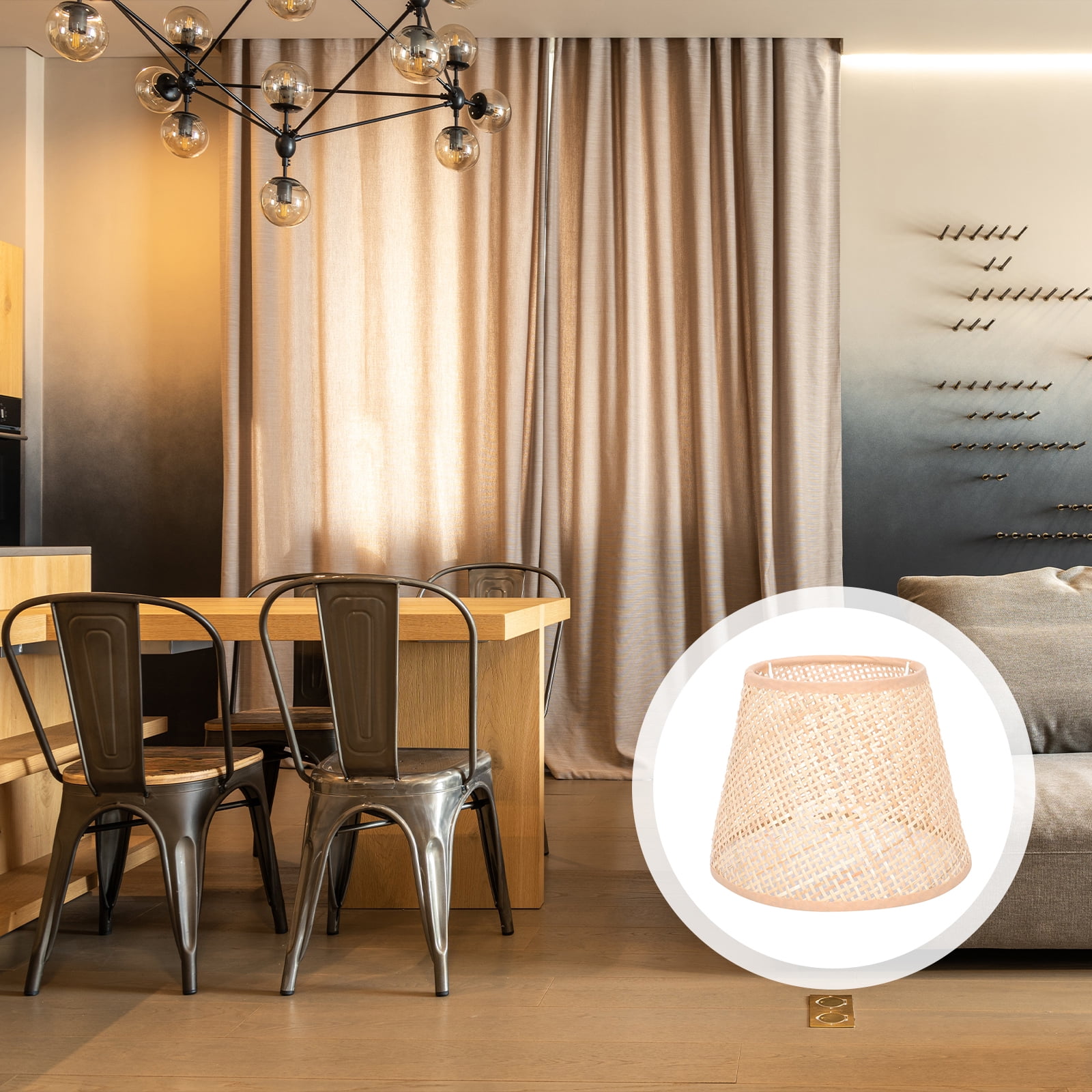 SKISUNO Khaki Rattan Floor Lamp Shade Replacement 6.7x6.7in for Study Room, 1 Piece and Stylish - Image 8