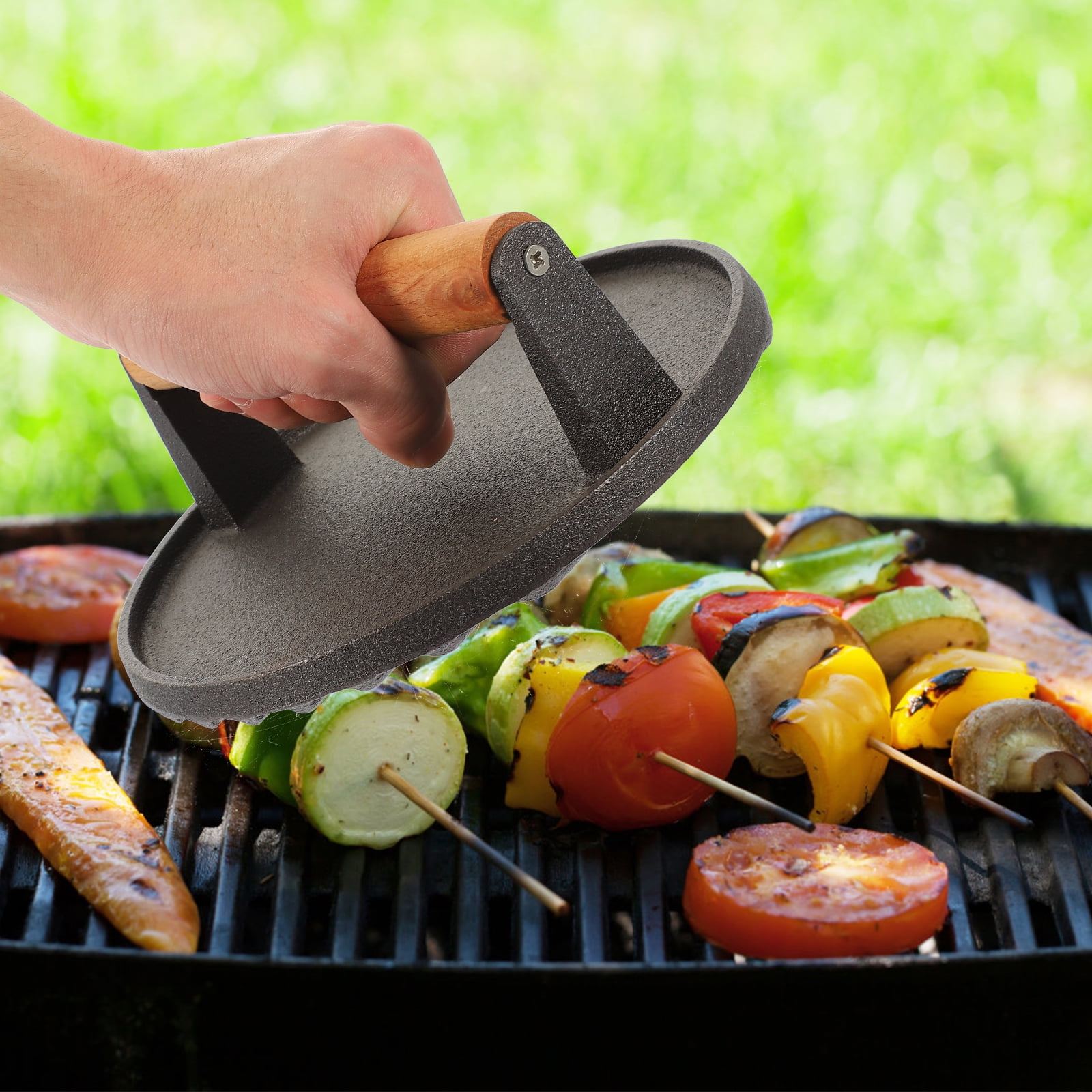 Worgeous Cast Iron Meat Press Burger Smasher Sandwich Toaster Bacon Skillet Sausage Patties - Image 5