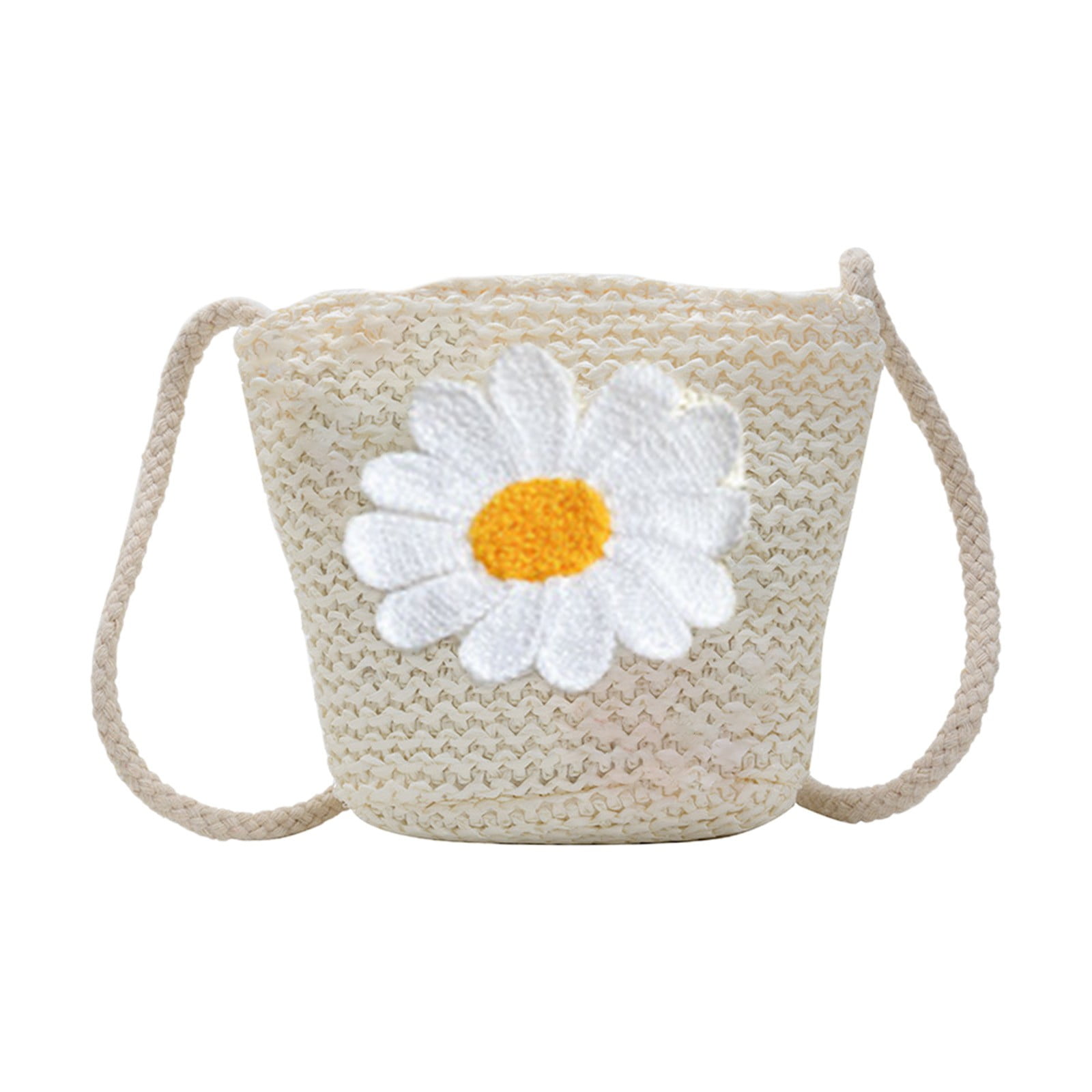 Darzheoy Girls Knitting Bag Straw Handbags for Summer Crossbody Bag Kids Wallet Girls Purse Straw Bag Beach Bag Beach Tote Bag Little Girl Cross Body Purses Summer Beach Bag A - Image 1