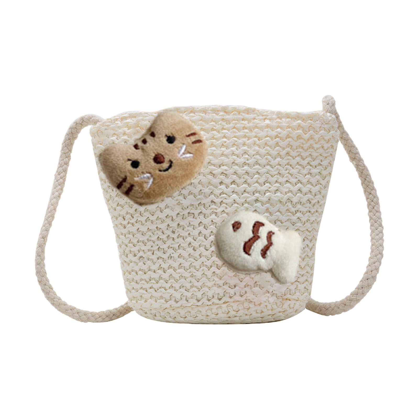 Darzheoy Girls Knitting Bag Straw Handbags for Summer Crossbody Bag Kids Wallet Girls Purse Straw Bag Beach Bag Beach Tote Bag Little Girl Cross Body Purses Summer Beach Bag D - Image 1