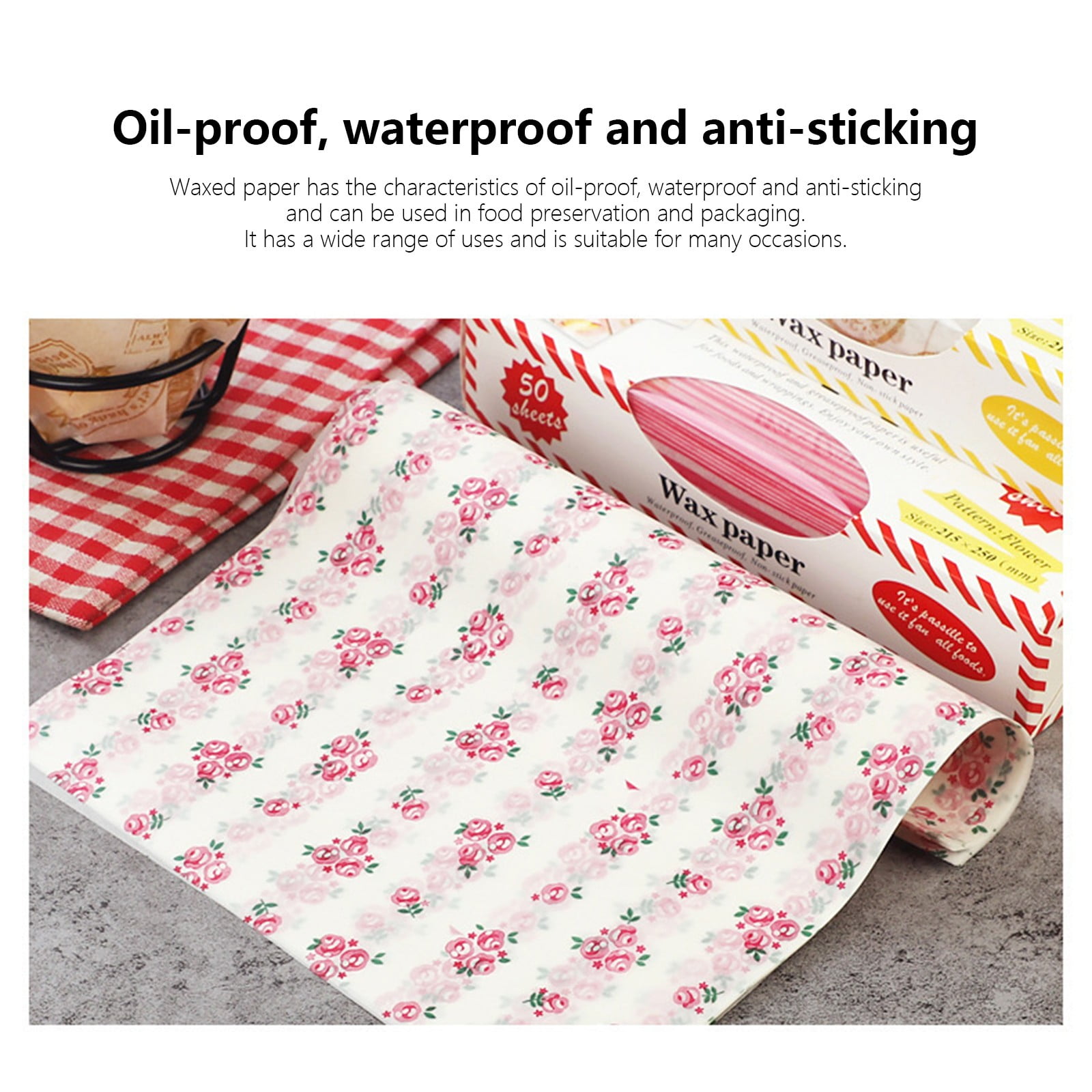 Darzheoy Wax Paper, Food Picnic Paper, 50 sheets Grease Proof Paper, Waterproof Dry Hamburger Paper Liners Wrapping Tissue for Plastic Food Basket C - Image 7
