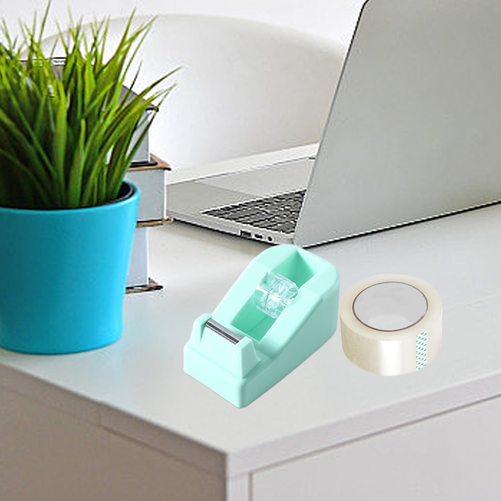 Darzheoy Desktop Tape Dispenser Adhesive Roll Holder Desk Accessories Home Office Tape Dispensers, Weighted Non-Skid Base Green - Image 4