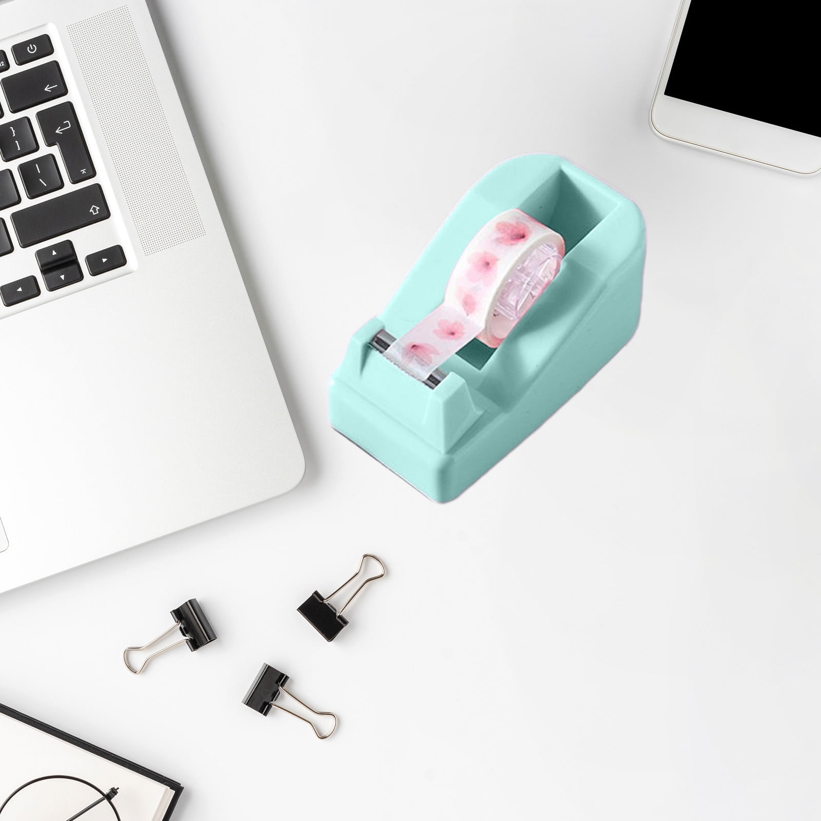 Darzheoy Desktop Tape Dispenser Adhesive Roll Holder Desk Accessories Home Office Tape Dispensers, Weighted Non-Skid Base Green - Image 6