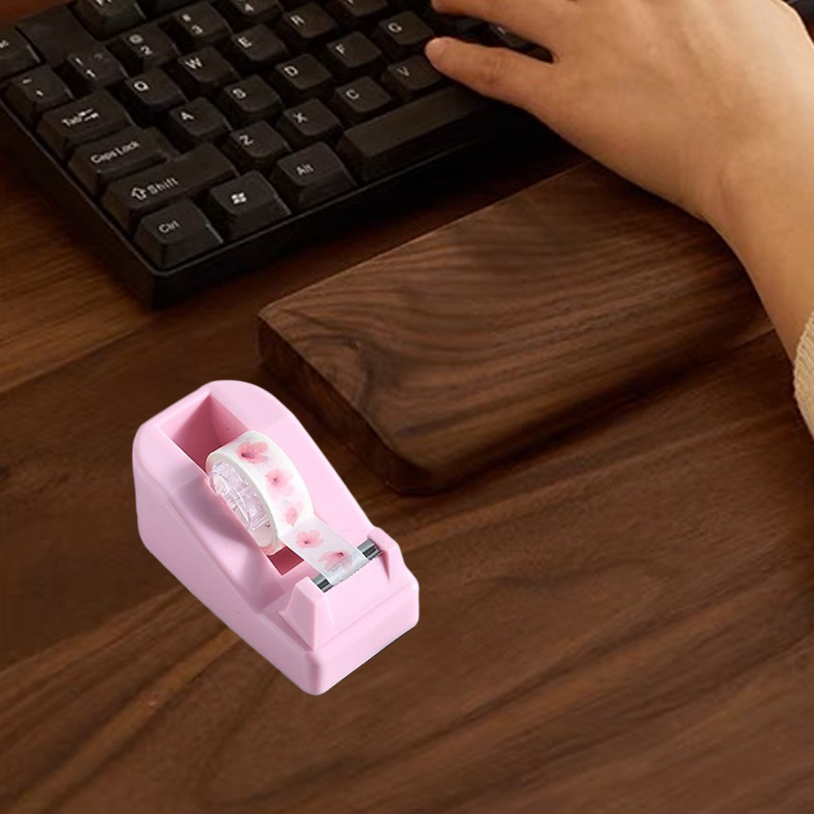Darzheoy Desktop Tape Dispenser Adhesive Roll Holder Desk Accessories Home Office Tape Dispensers, Weighted Non-Skid Base Pink - Image 4