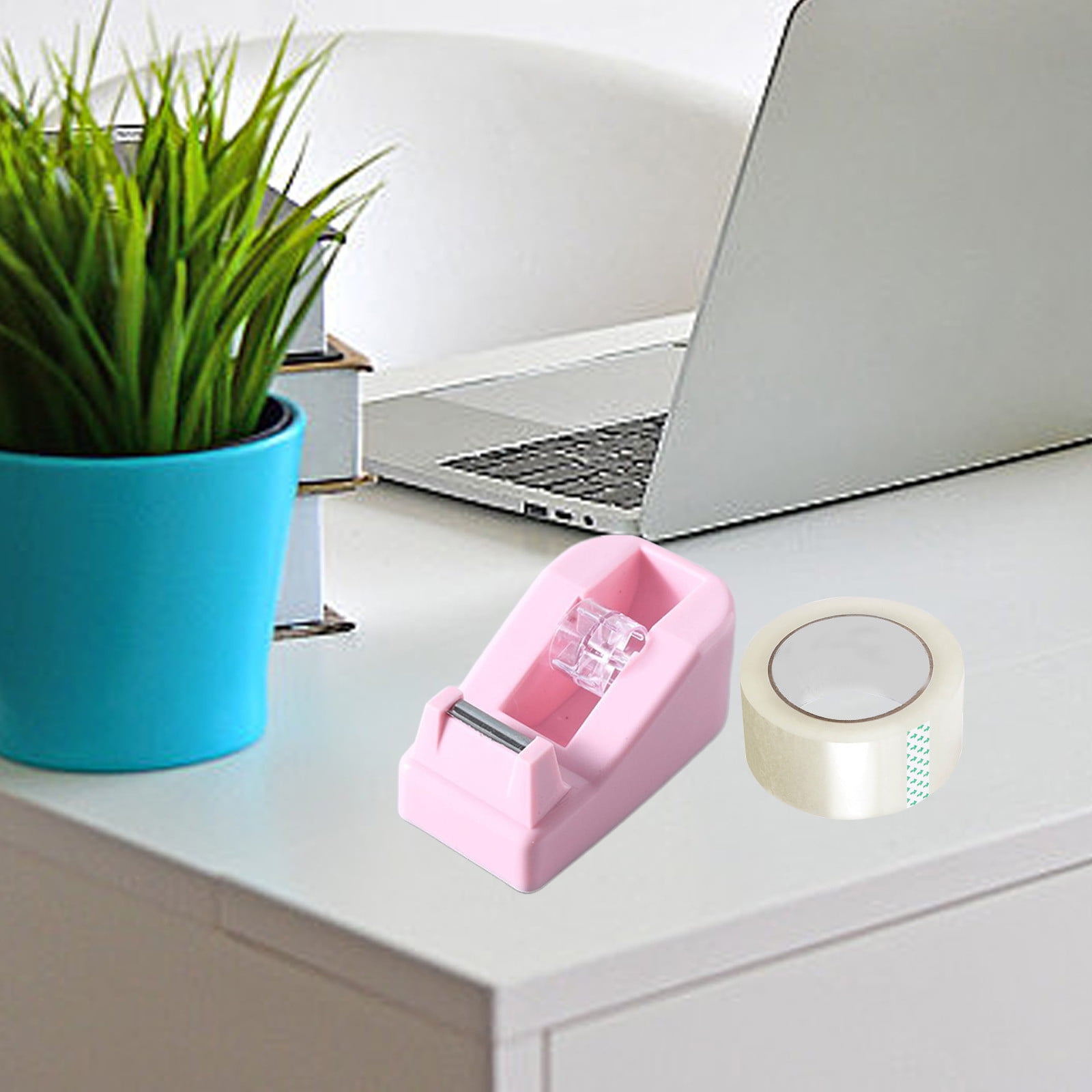 Darzheoy Desktop Tape Dispenser Adhesive Roll Holder Desk Accessories Home Office Tape Dispensers, Weighted Non-Skid Base Pink - Image 5