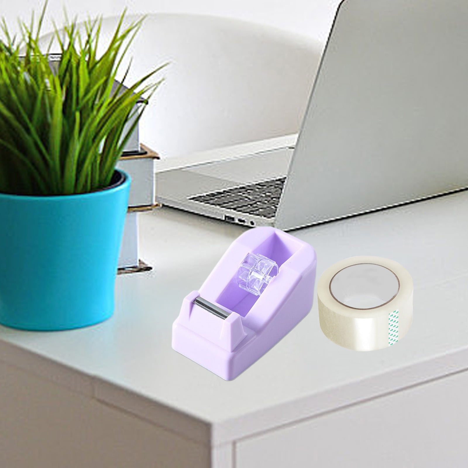 Darzheoy Desktop Tape Dispenser Adhesive Roll Holder Desk Accessories Home Office Tape Dispensers, Weighted Non-Skid Base Purple - Image 6