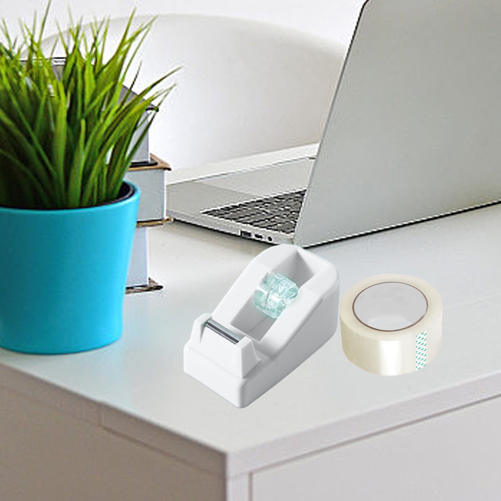 Darzheoy Desktop Tape Dispenser Adhesive Roll Holder Desk Accessories Home Office Tape Dispensers, Weighted Non-Skid Base White - Image 4