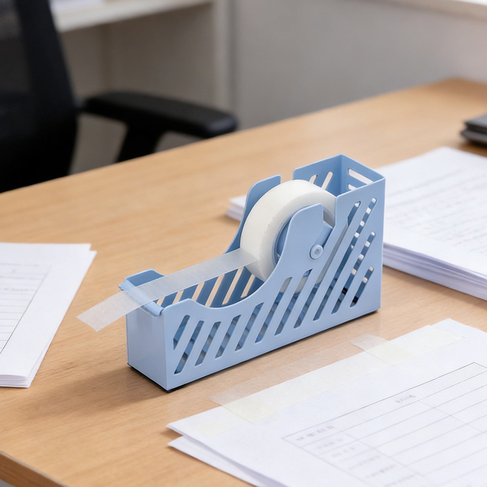 Darzheoy Desktop Tape Dispenser Adhesive Roll Holder Desk Accessories Home Office Tape Dispensers, Weighted Non-Skid Base X-Blue - Image 3