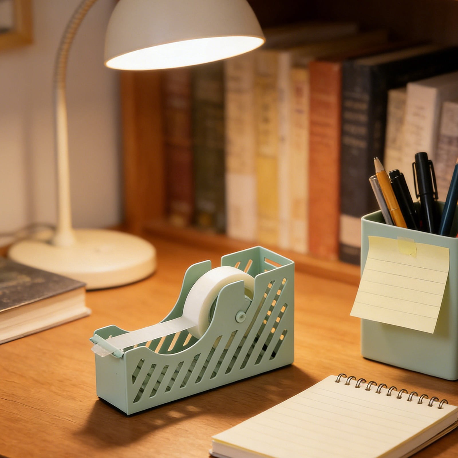 Darzheoy Desktop Tape Dispenser Adhesive Roll Holder Desk Accessories Home Office Tape Dispensers, Weighted Non-Skid Base X-Green - Image 6