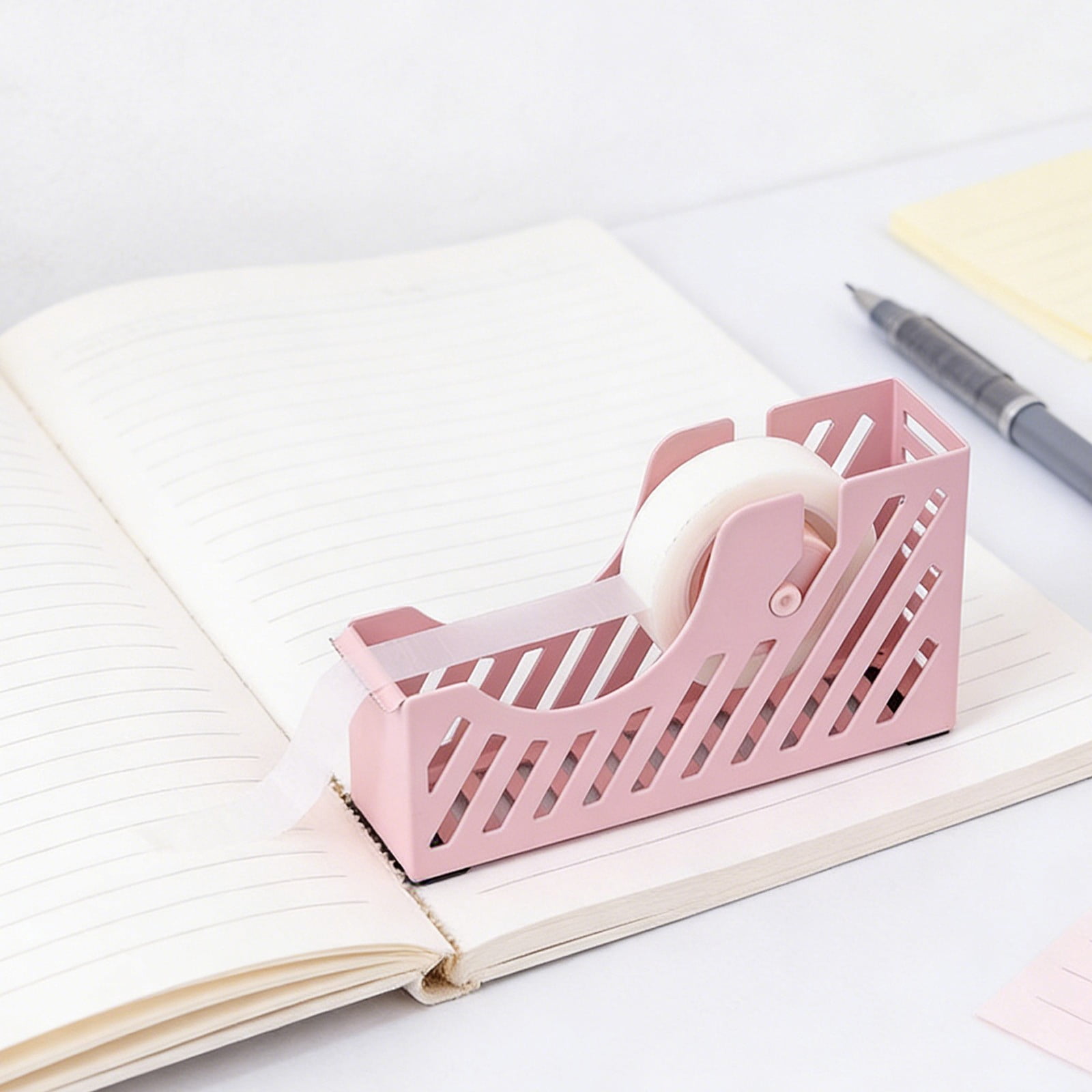 Darzheoy Desktop Tape Dispenser Adhesive Roll Holder Desk Accessories Home Office Tape Dispensers, Weighted Non-Skid Base X-Pink - Image 3