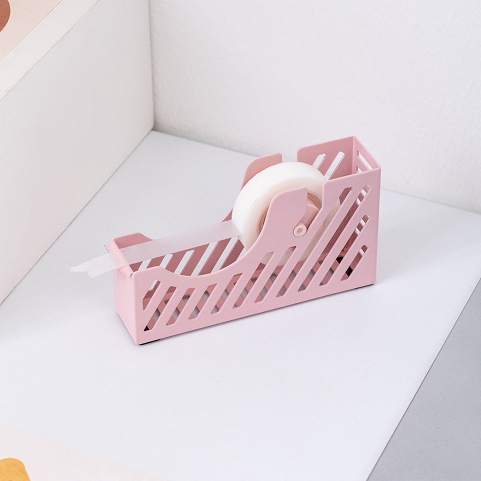 Darzheoy Desktop Tape Dispenser Adhesive Roll Holder Desk Accessories Home Office Tape Dispensers, Weighted Non-Skid Base X-Pink - Image 4